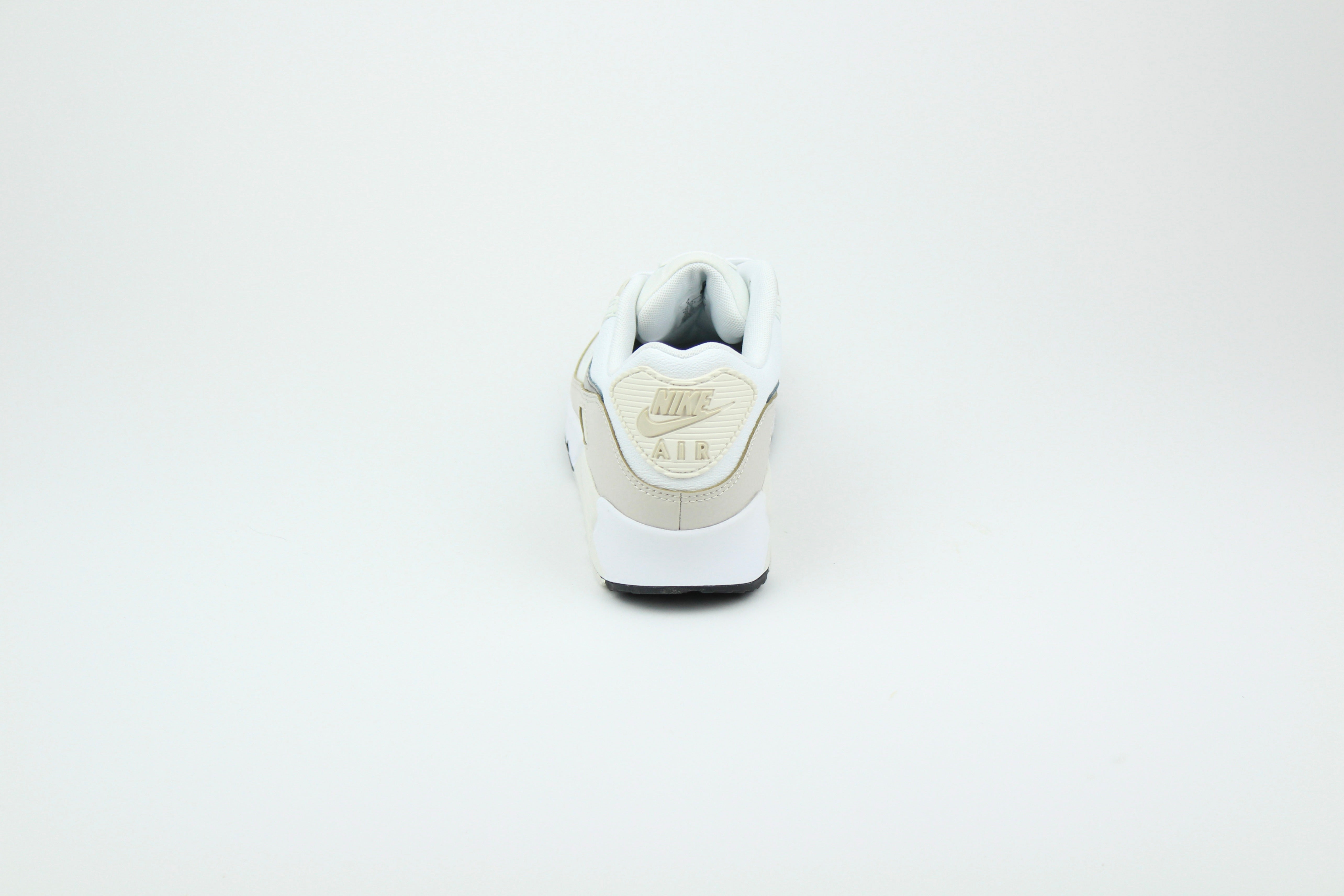 Nike Air Max 90 (Women's) sneakers in 'White & Flat Pewter' colorway, stylish and comfortable women's athletic shoes with white and pewter accents, perfect for casual and sporty wear.