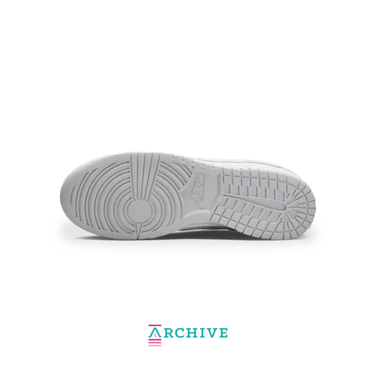 Nike Dunk Low Pure Platinum with white and light grey leather upper, low-top silhouette and white rubber sole, side view product image