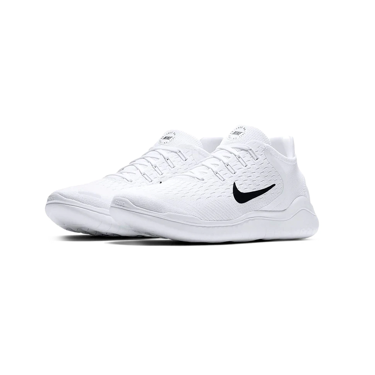 Nike Free RN 2018 White running shoe with lightweight white mesh upper flexible sole and minimalist design available at The Attic