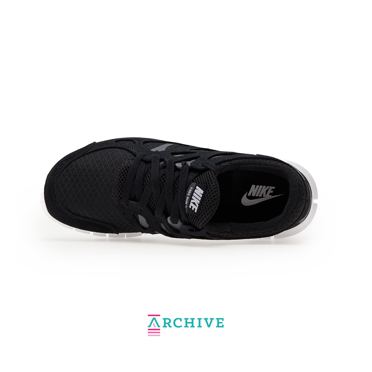 Nike Free Run 2 Black White with breathable mesh upper and flexible sole