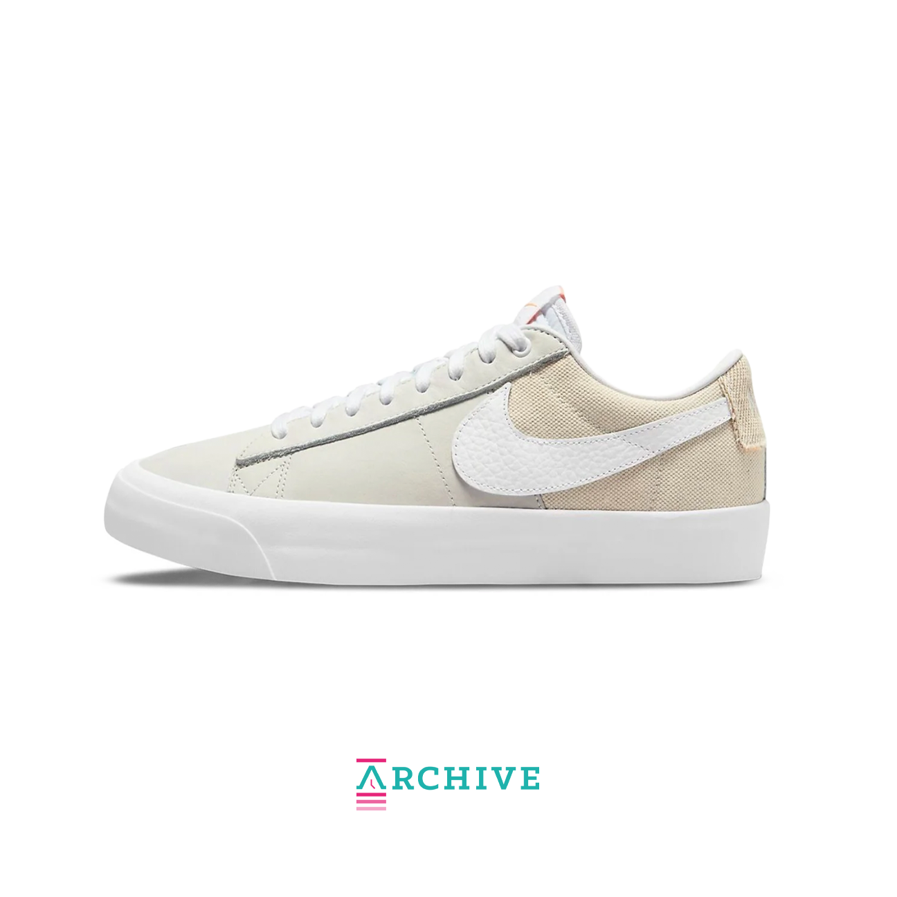 Nike SB Zoom Blazer Low Pro GT ISO White sneaker with premium suede upper and vulcanized sole