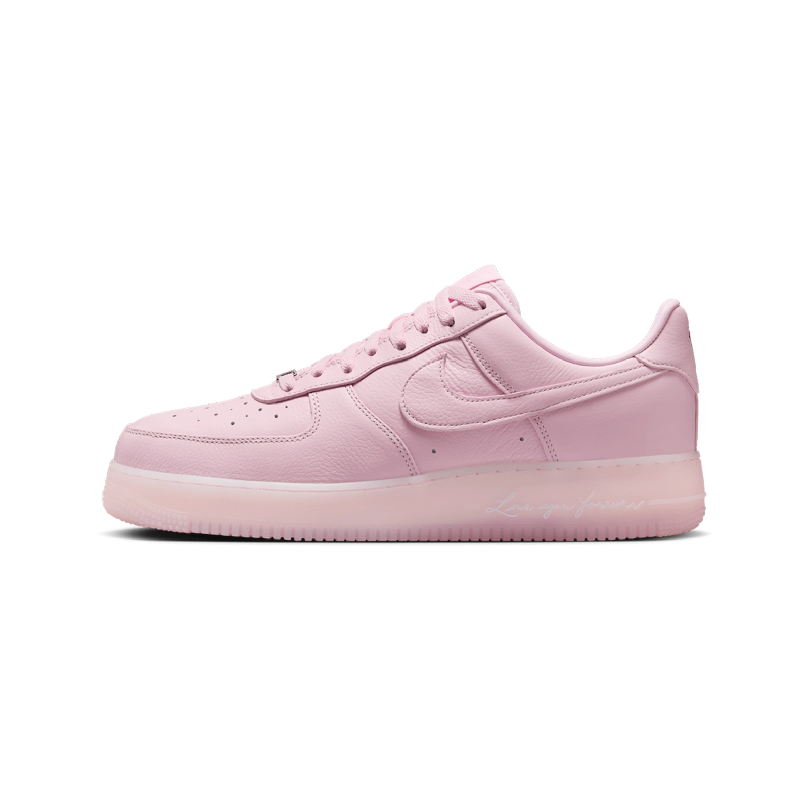 NOCTA x Nike Air Force 1 Low 'Pink Foam' from Certified Lover Boy Pack in soft pink leather. Classic cushioning meets fresh, streetwear style.