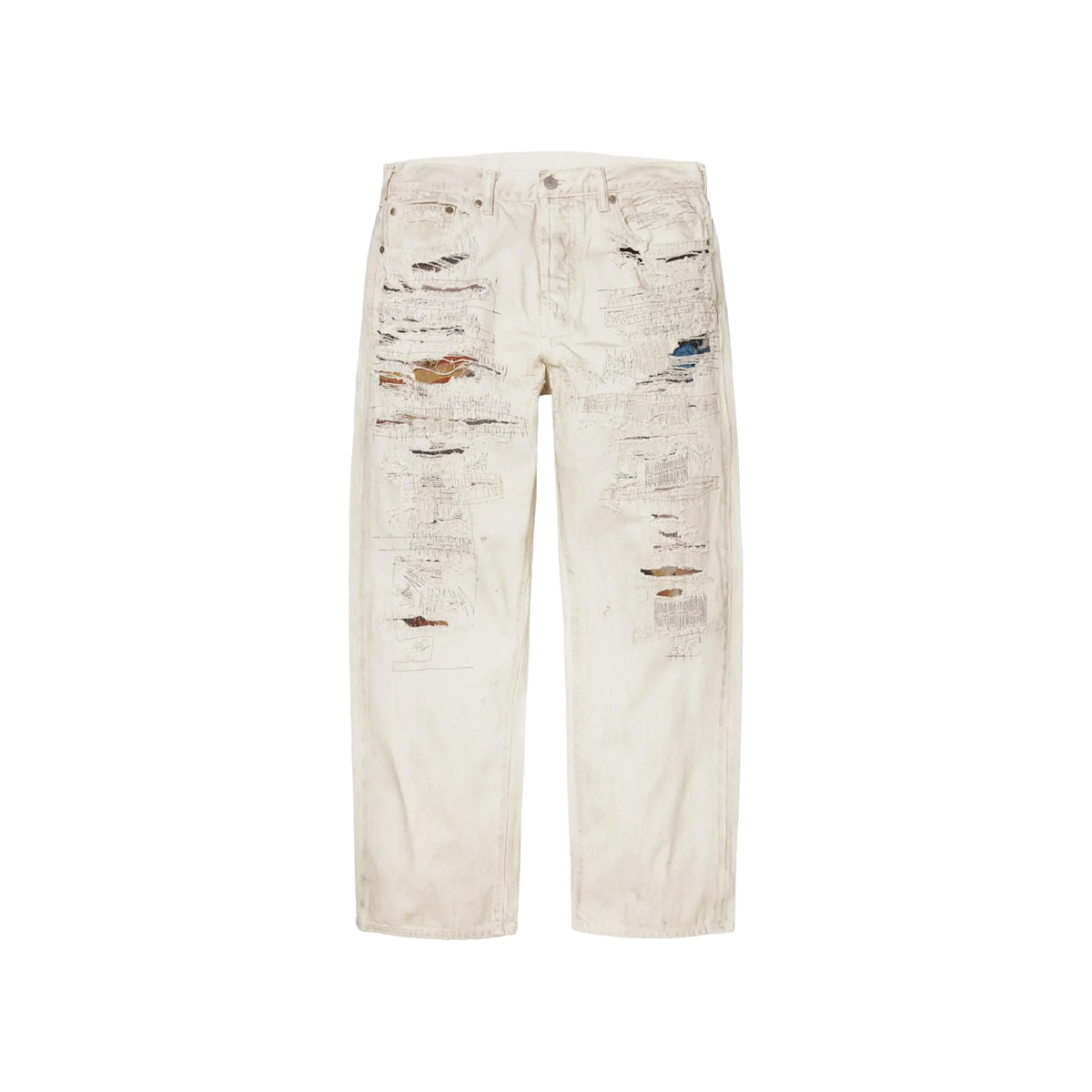 Supreme x MM6 Maison Margiela Distressed Loose Fit Selvedge Jean