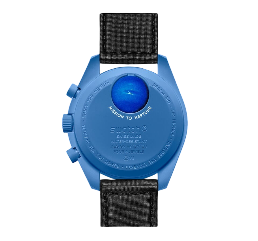 Swatch x Omega Bioceramic Moonswatch Mission to Neptune – Deep Blue Chronograph Watch, Space-Inspired Collaboration Timepiece, Collectible Swiss Wristwatch