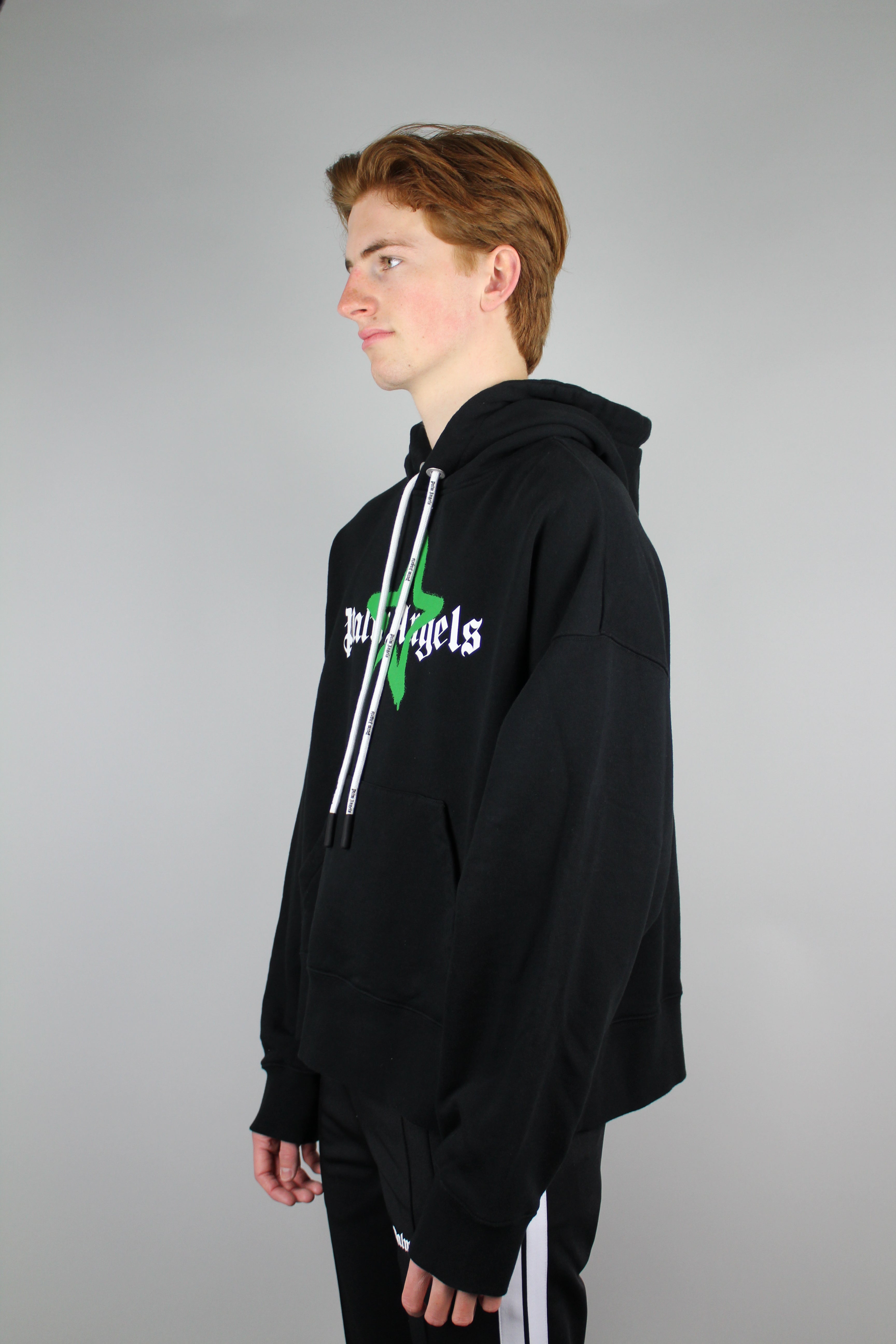 Palm Angels Star Sprayed Hoodie 'Black/Green'-8361785688394-The Attic