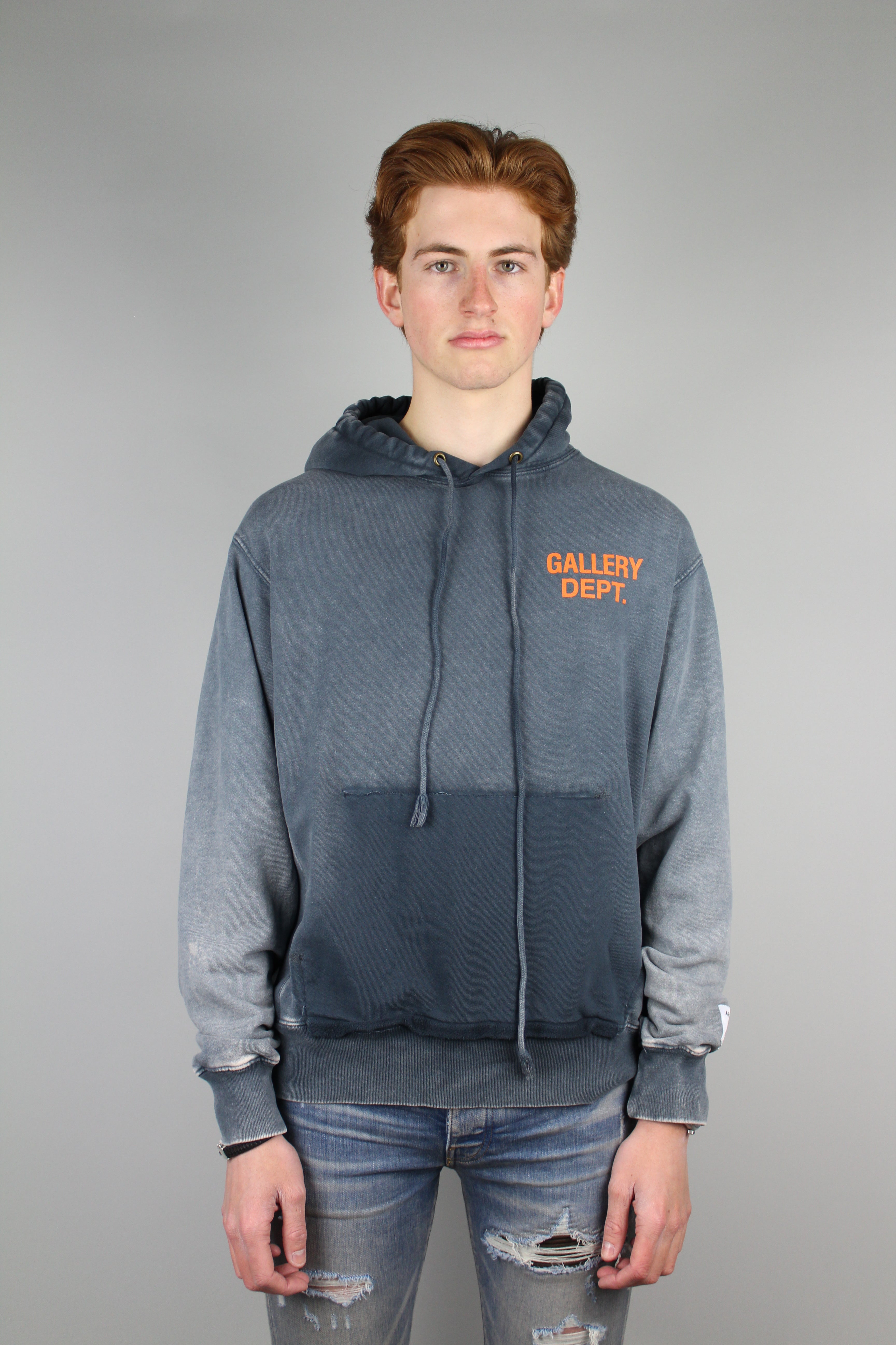Gallery Dept. Distressed Reversible Hooded Sweatshirt 'Blue'-8338989613386-The Attic