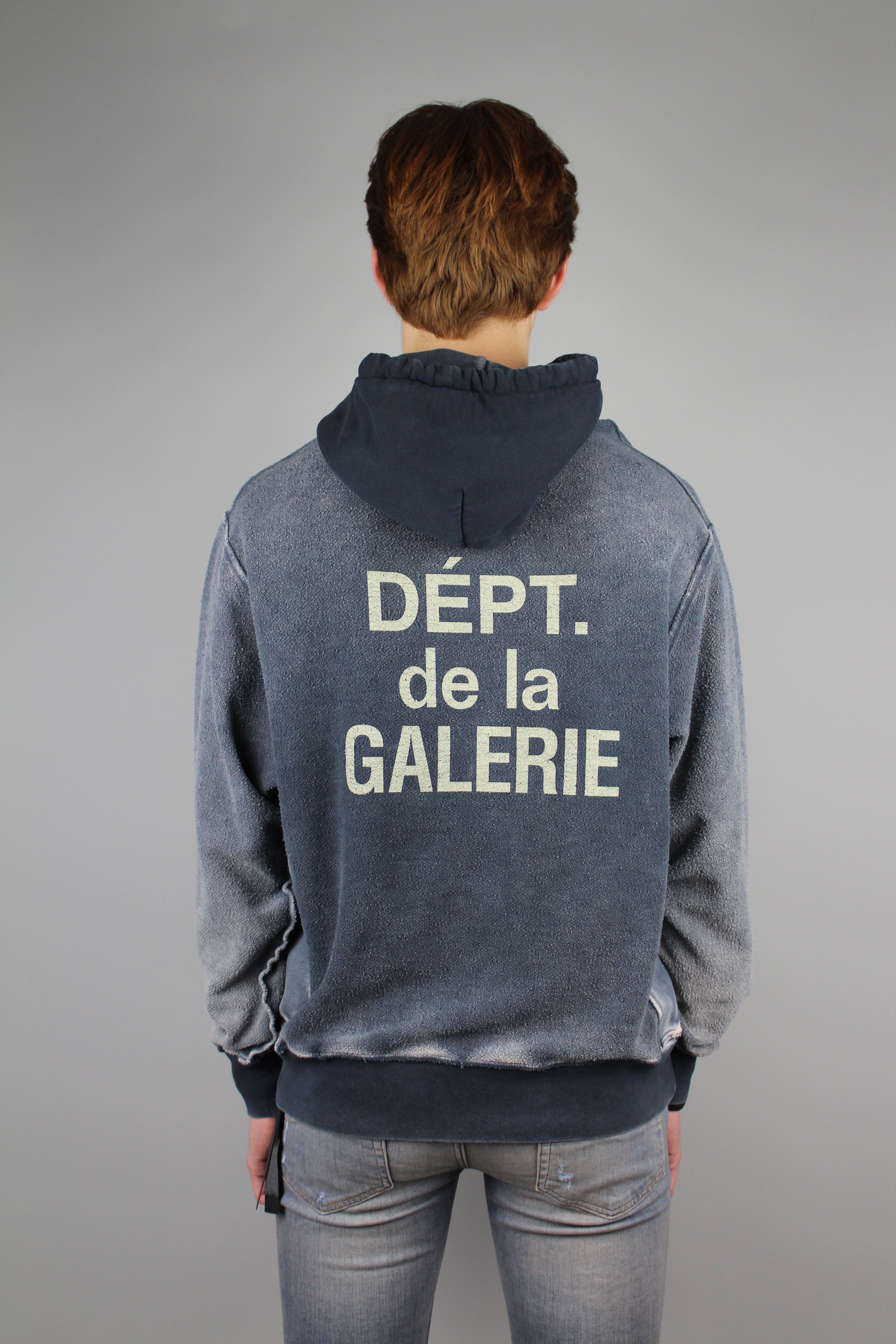Gallery Dept. Distressed Reversible Hooded Sweatshirt 'Blue'-8338989613386-The Attic