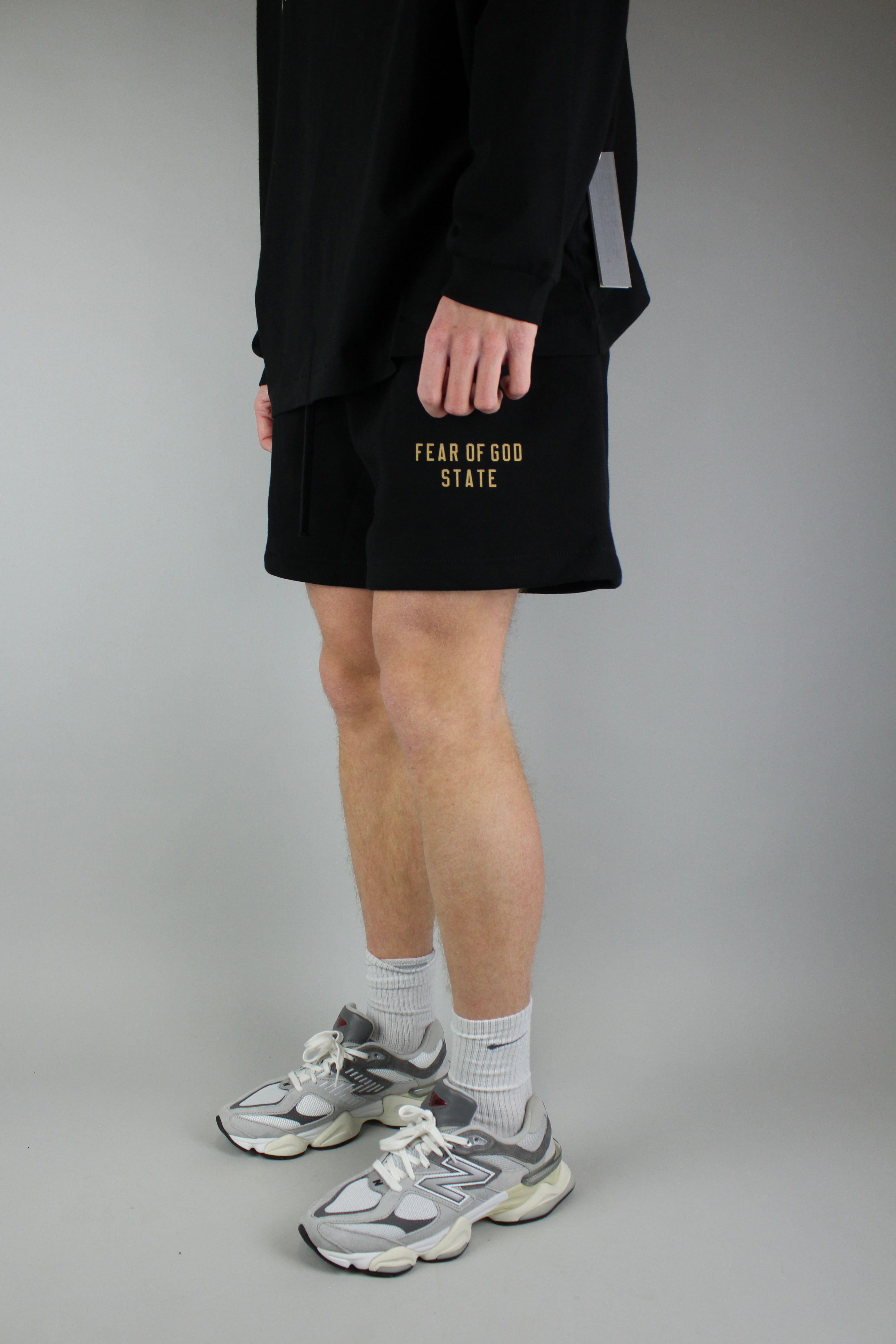 Fear of God Essentials Fleece Soccer Short 'Black'-9579068031306-The Attic