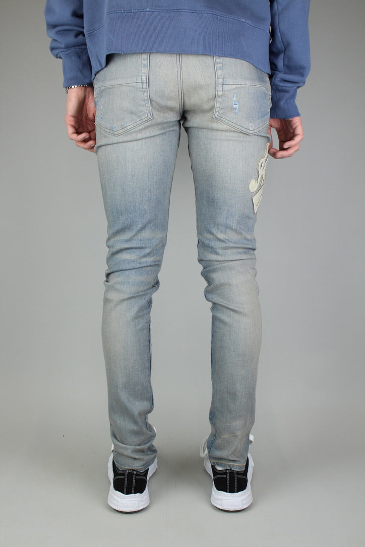 Amiri Varsity Applique Logo Jeans 'Clay Indigo'-9644377702730-The Attic