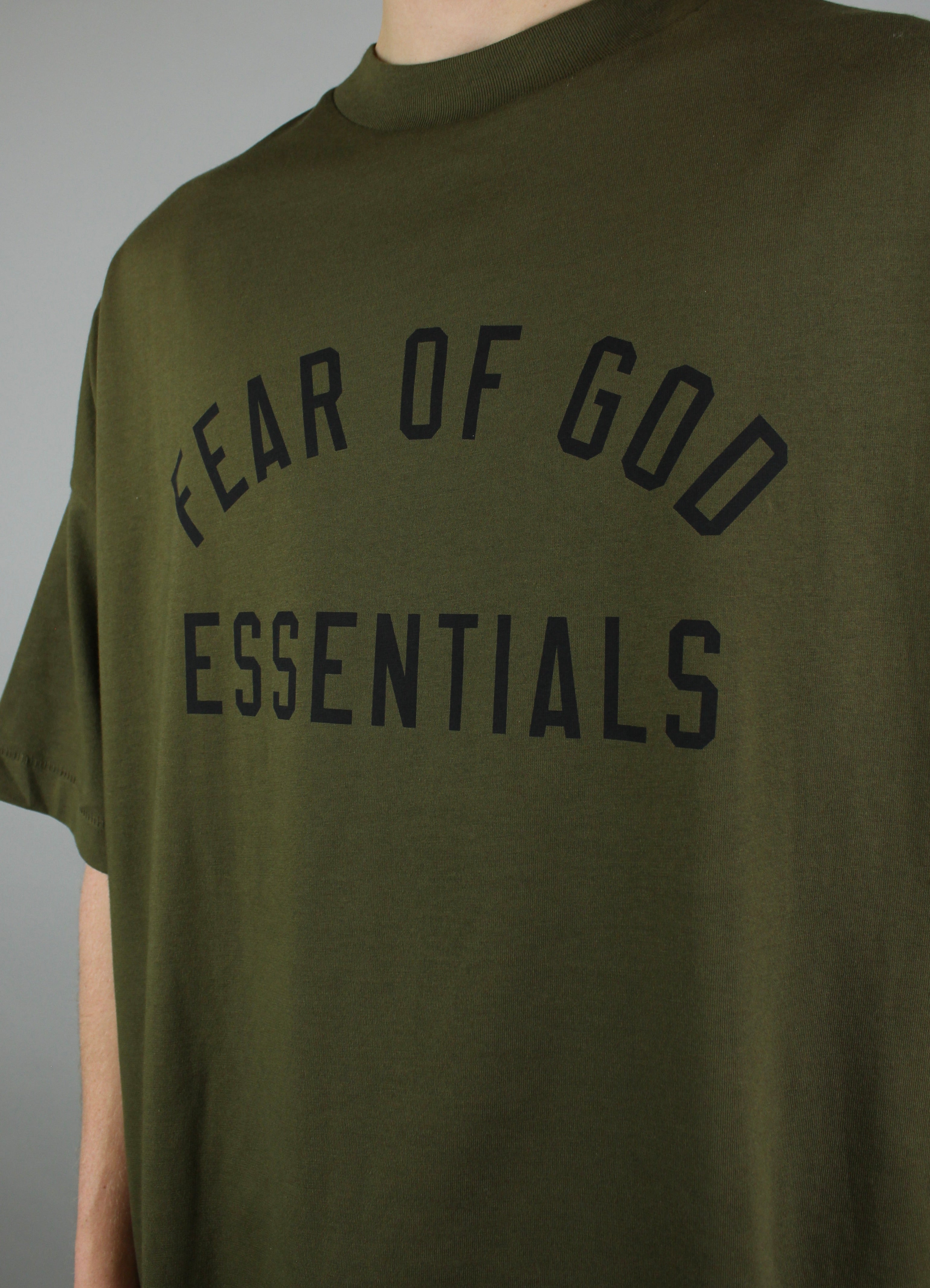 Fear of God Essentials Jersey Crewneck Tee 'Olive'-9578951344458-The Attic