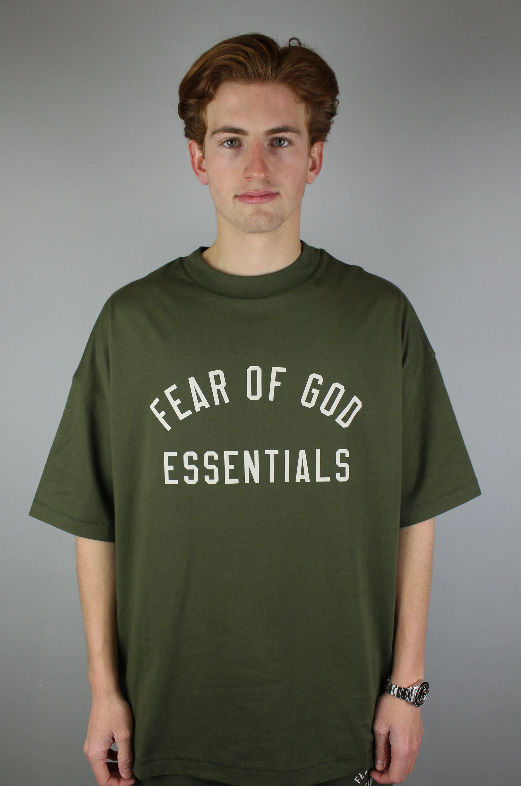 Fear of God Essentials Jersey Crewneck Tee 'Military' – The