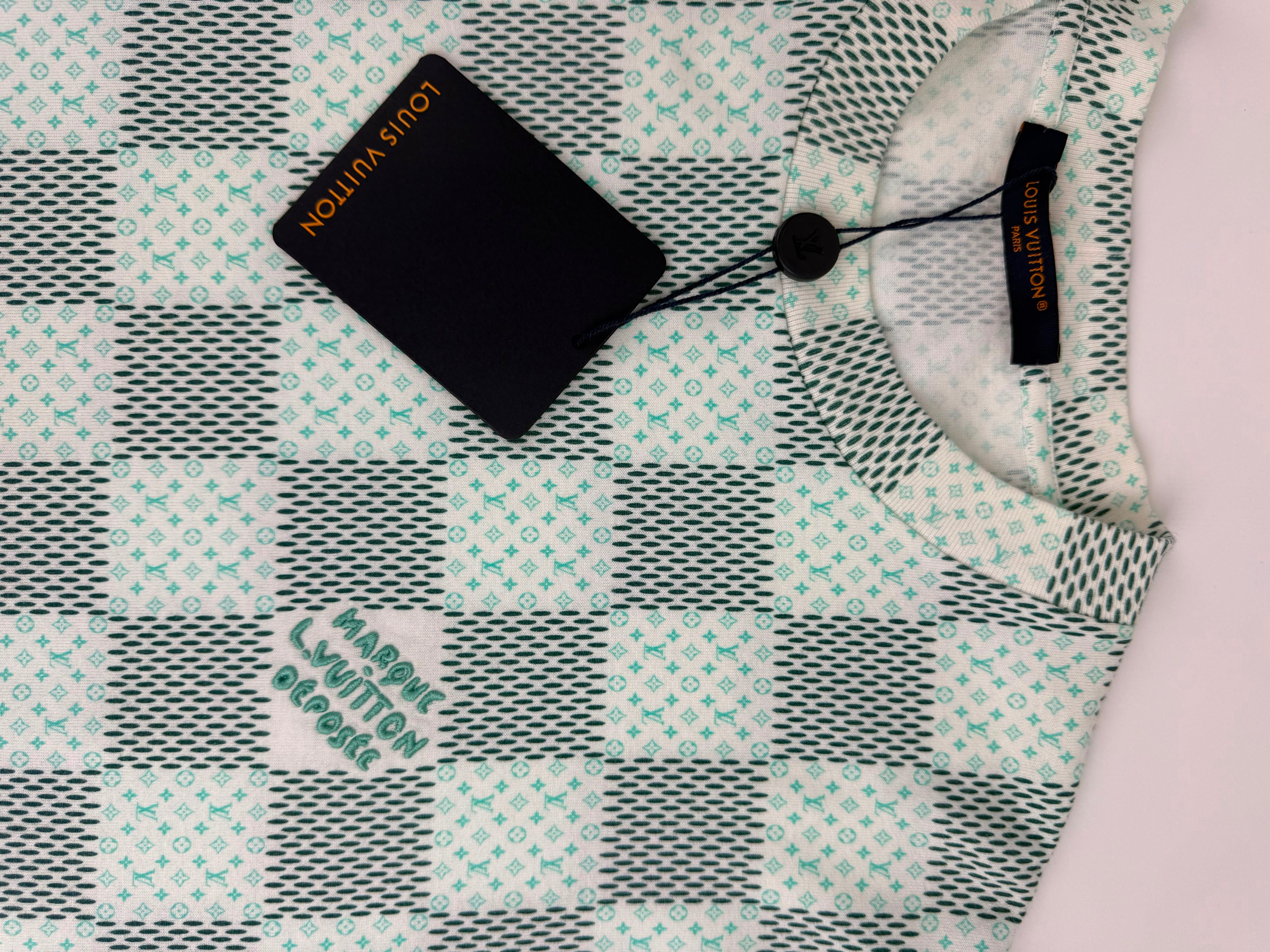 Louis Vuitton Printed Short-Sleeved Cotton Damier Monogram T-Shirt 'Milky White' - Size S (ARCHIVE)