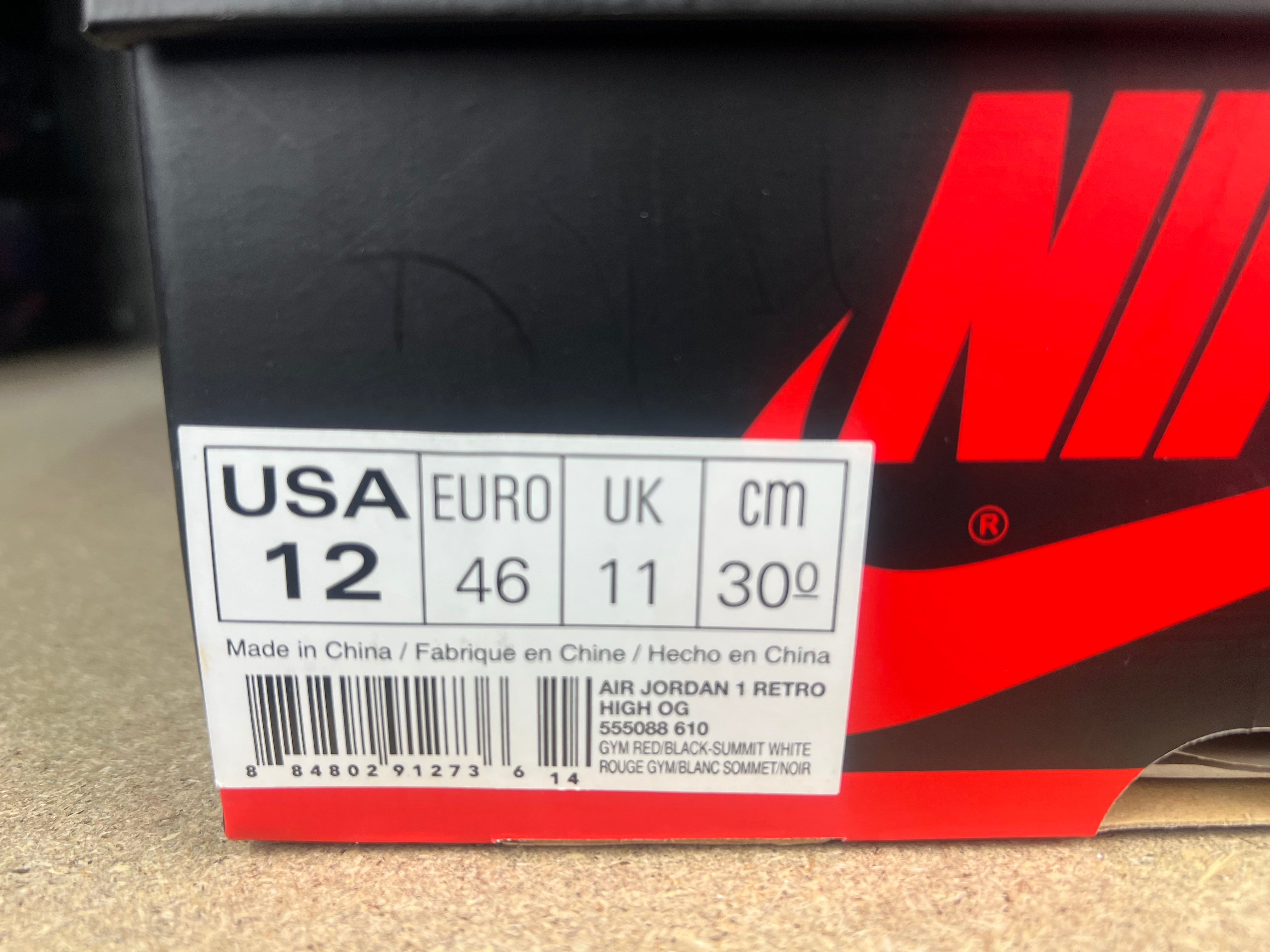 Air Jordan 1 Retro High OG 'Bred Toe - Size 46 (ARCHIVE)