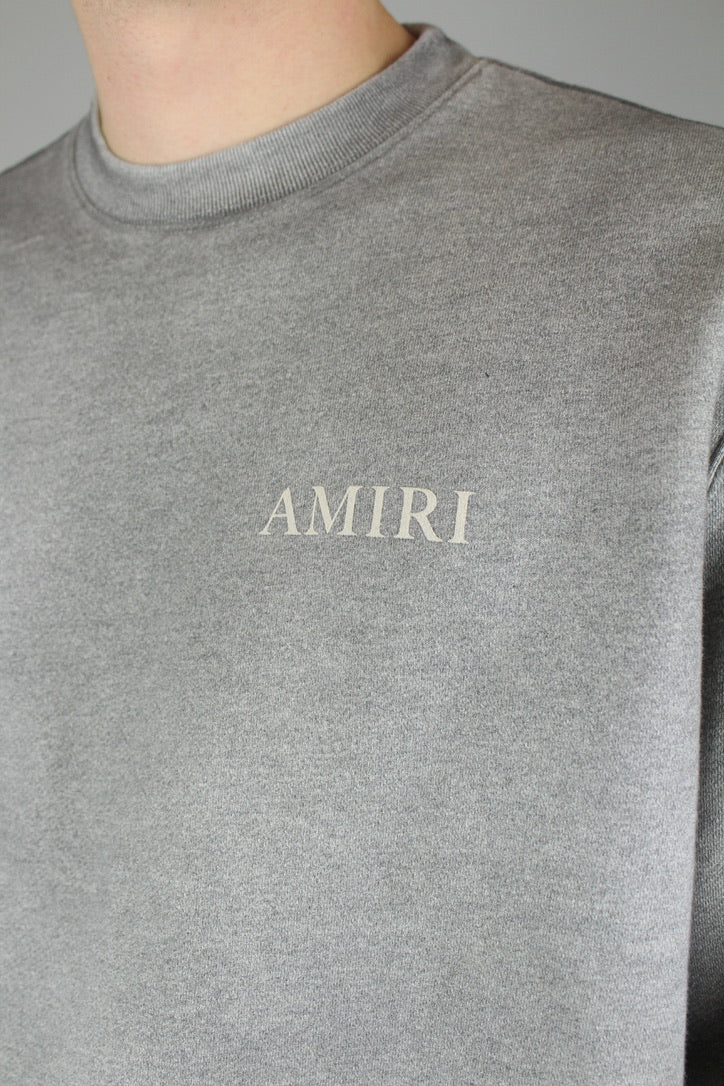 Amiri Aged Puff Logo Crewneck 'Grey'-9642072539466-The Attic