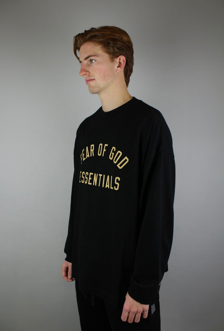 Fear of God Essentials Jersey Longsleeve Tee 'Black'-9579037589834-The Attic