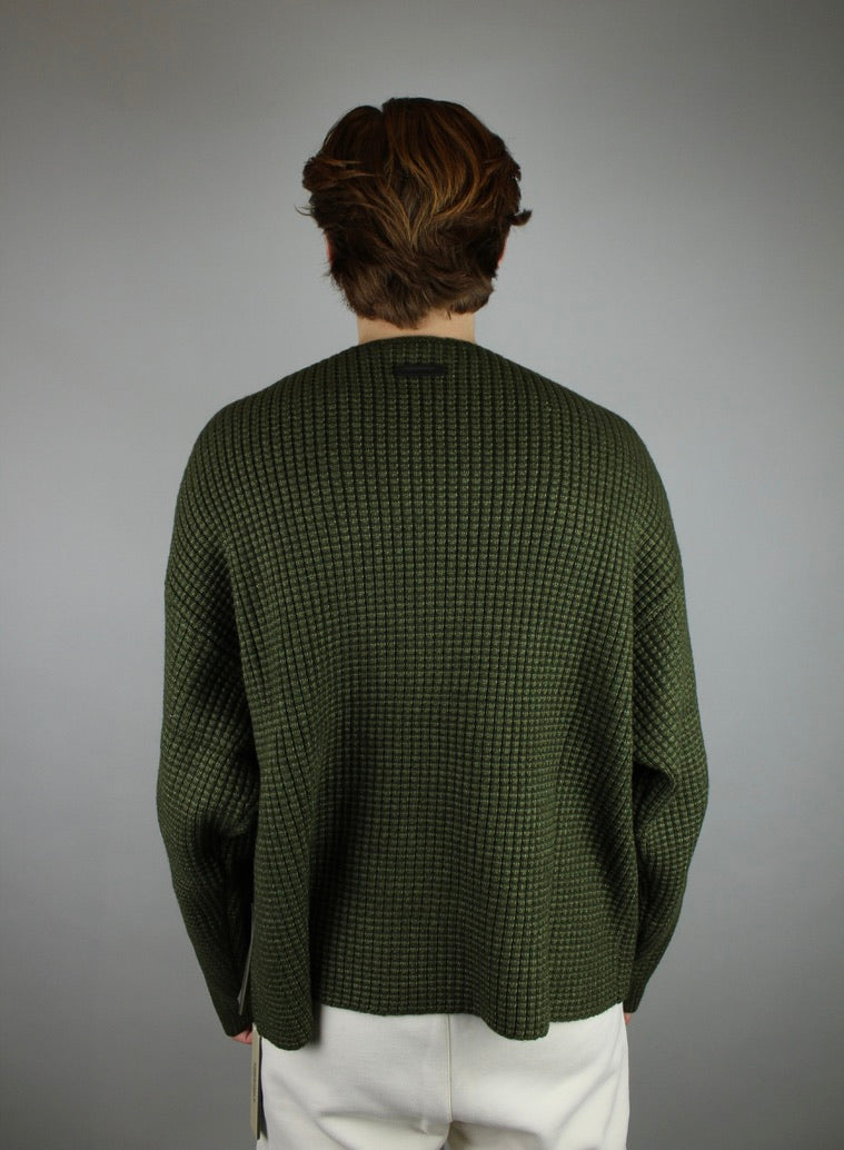 Fear of God Essentials Heavy Waffle Crewneck 'Military'-10040181817674-The Attic