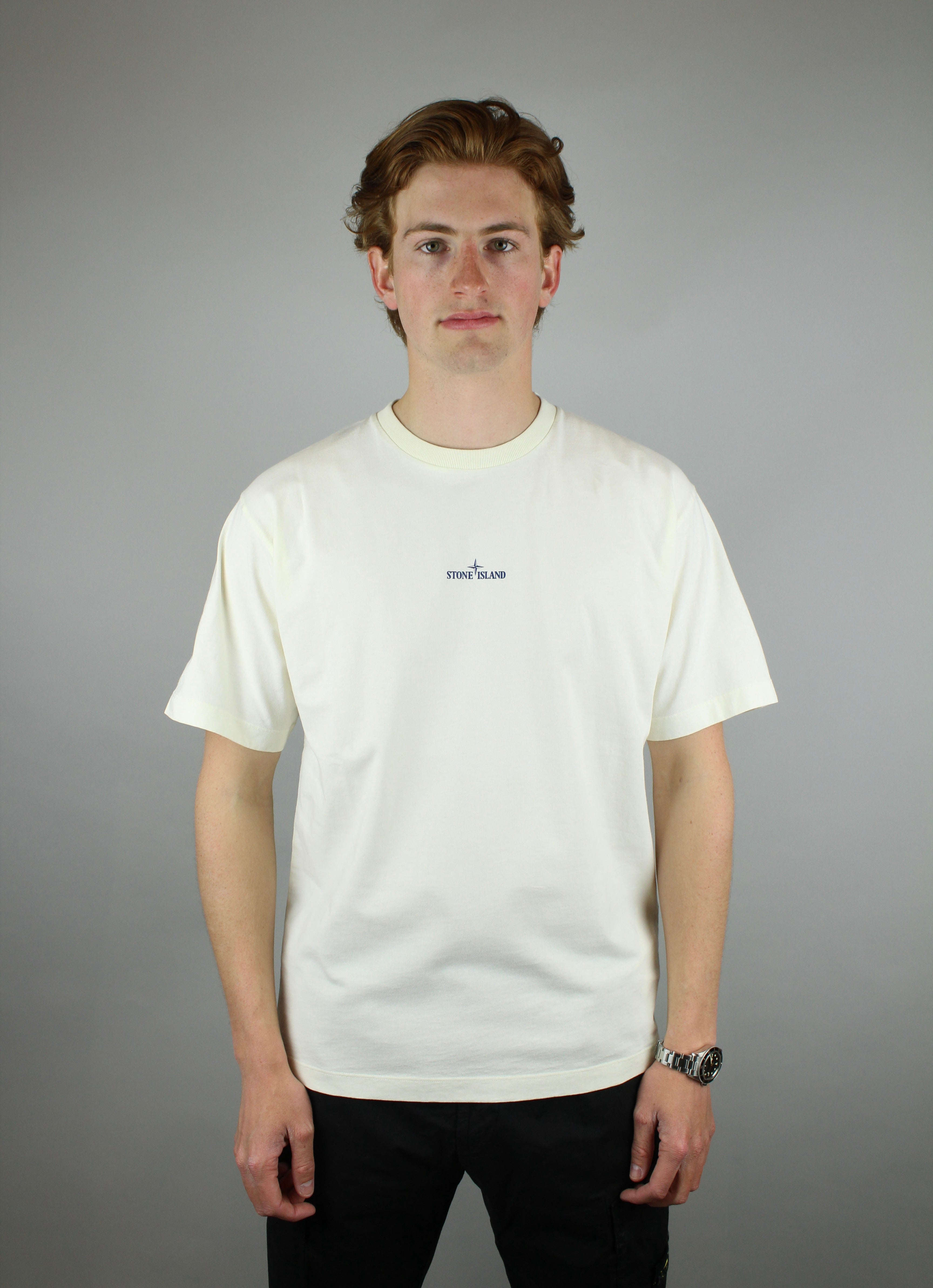 Stone Island 21002RC Combed Organic Cotton Jersey 'White/Blue'-10124854001994-The Attic