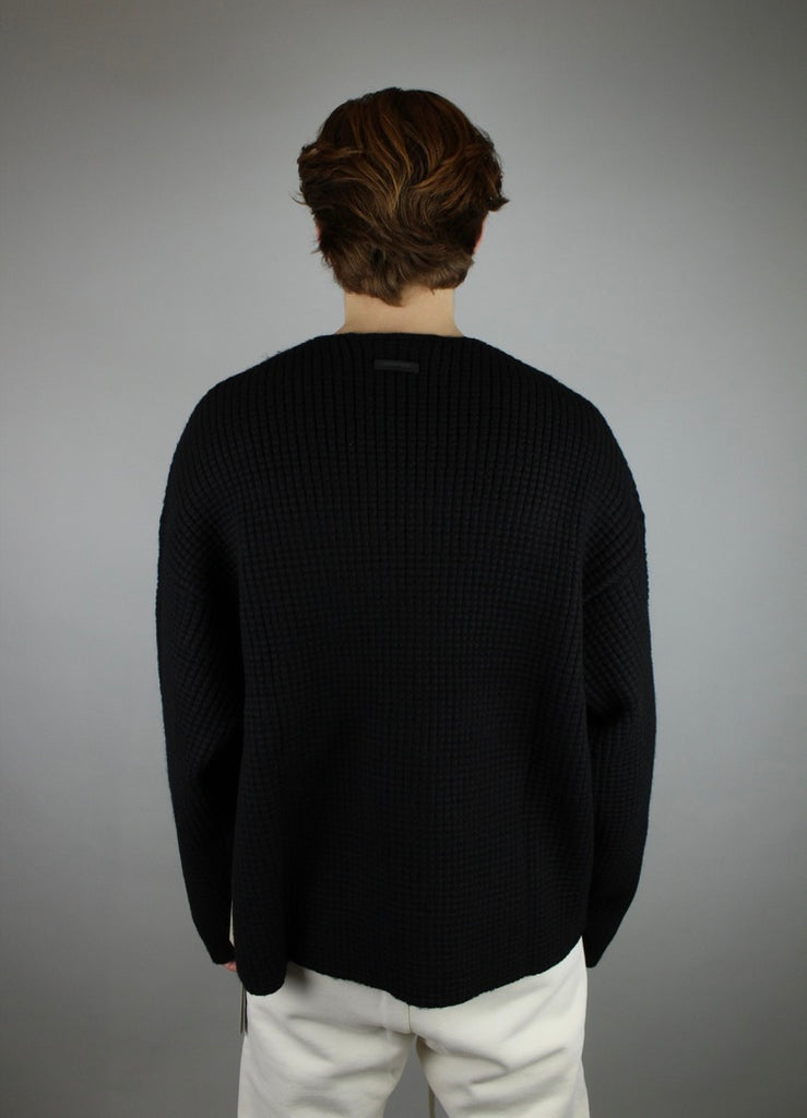 Fear of God Essentials Heavy Waffle Crewneck 'Black'-10040193319242-The Attic