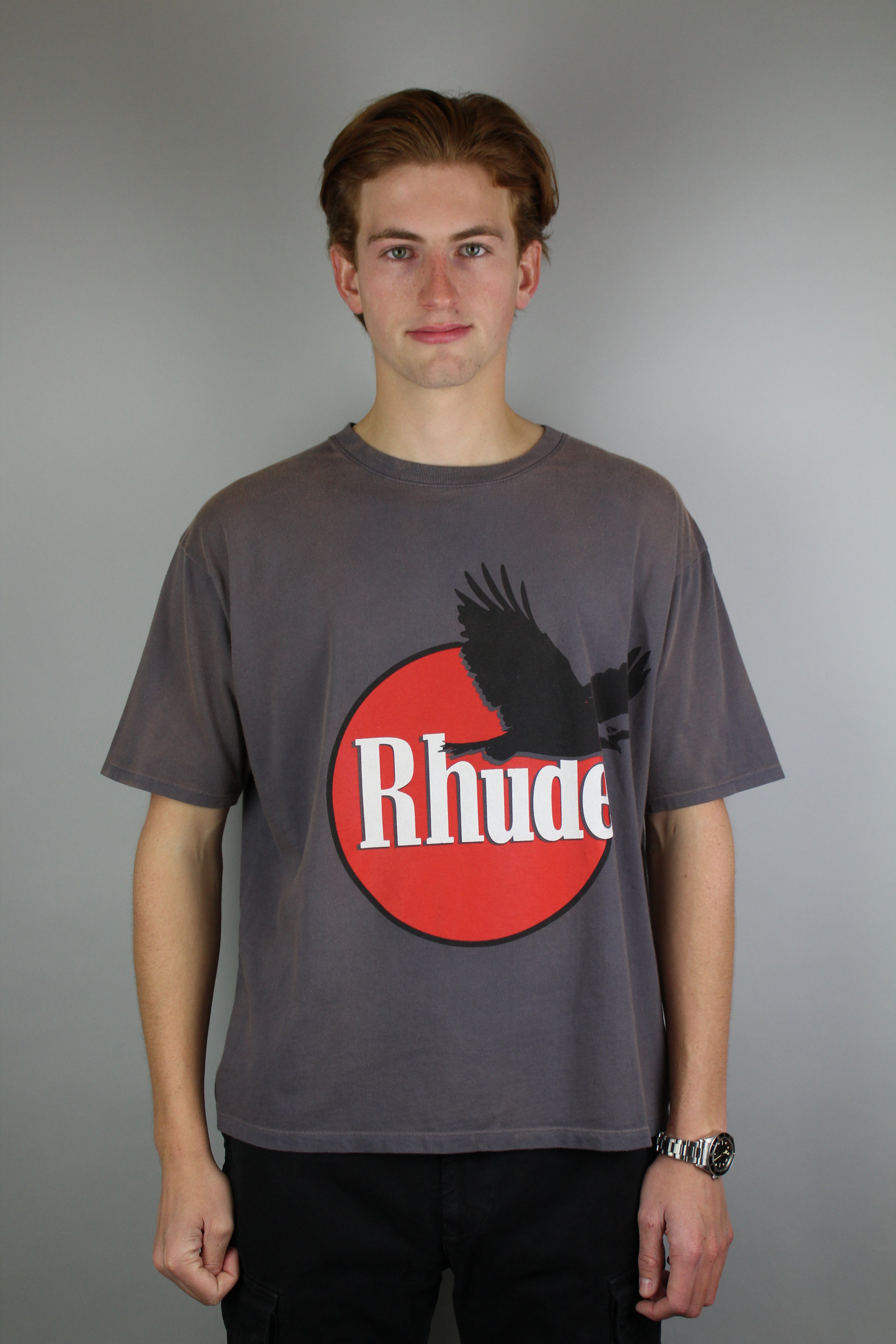 Rhude Eagle Logo Tee 'Vintage Grey'-9542731563338-The Attic