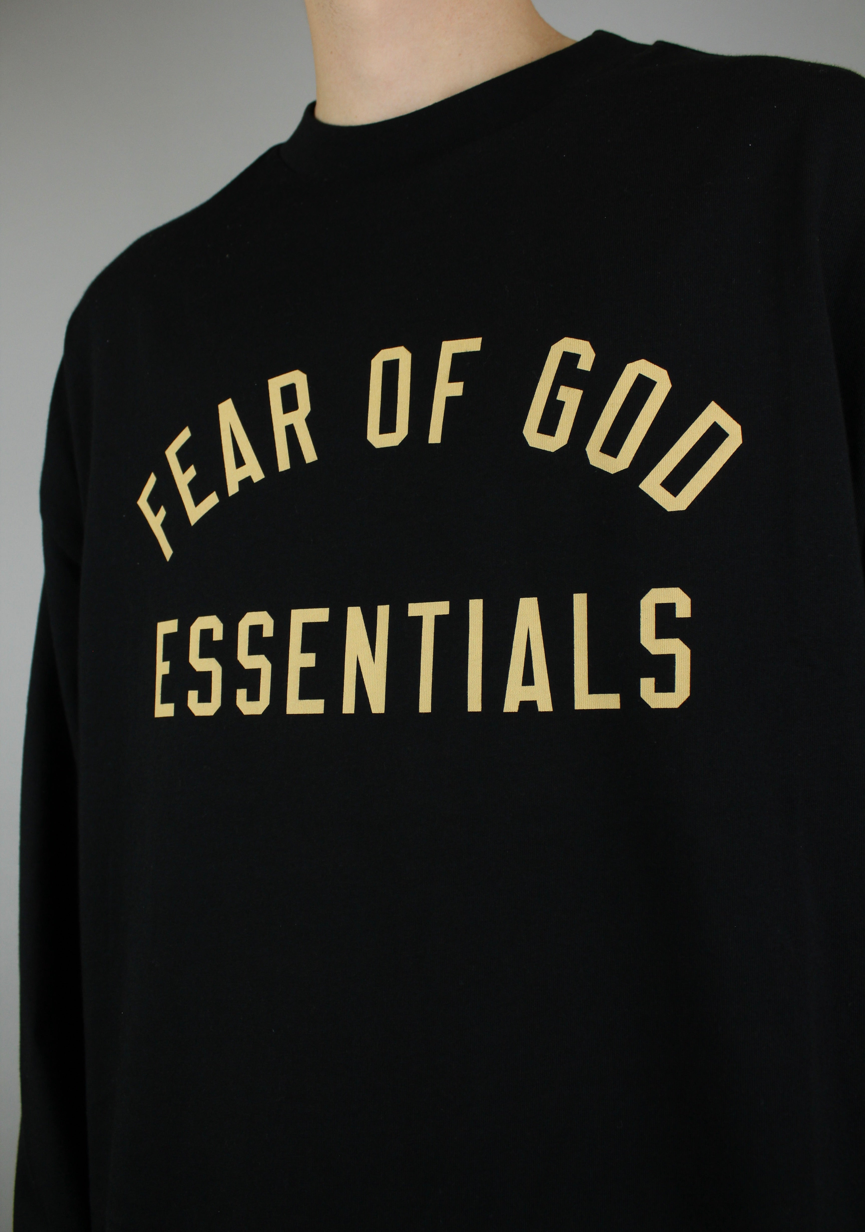 Fear of God Essentials Jersey Longsleeve Tee 'Black'-9579037589834-The Attic