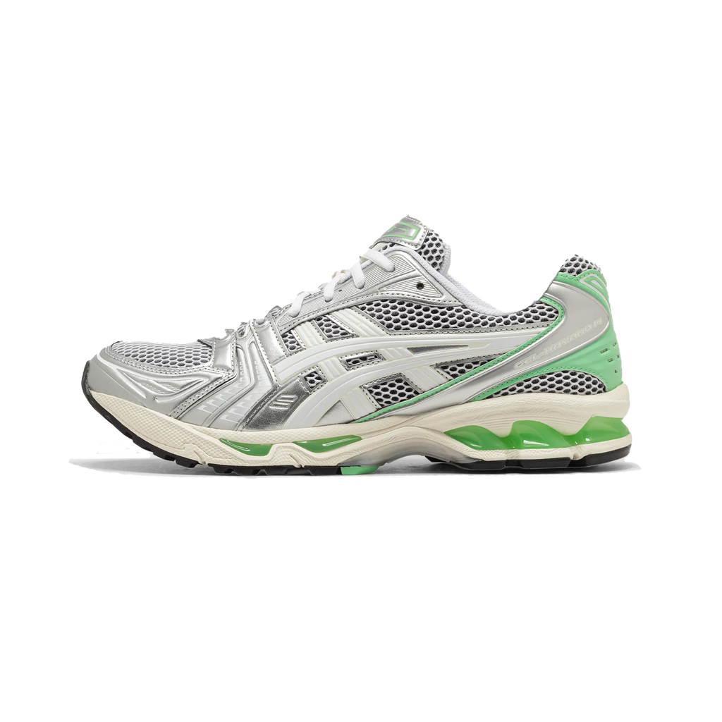 ASICS Gel-Kayano 14 Silver Lime – Retro Running Sneakers, Lightweight Mesh Performance Shoes, Stylish Lime Accented Lifestyle Trainers