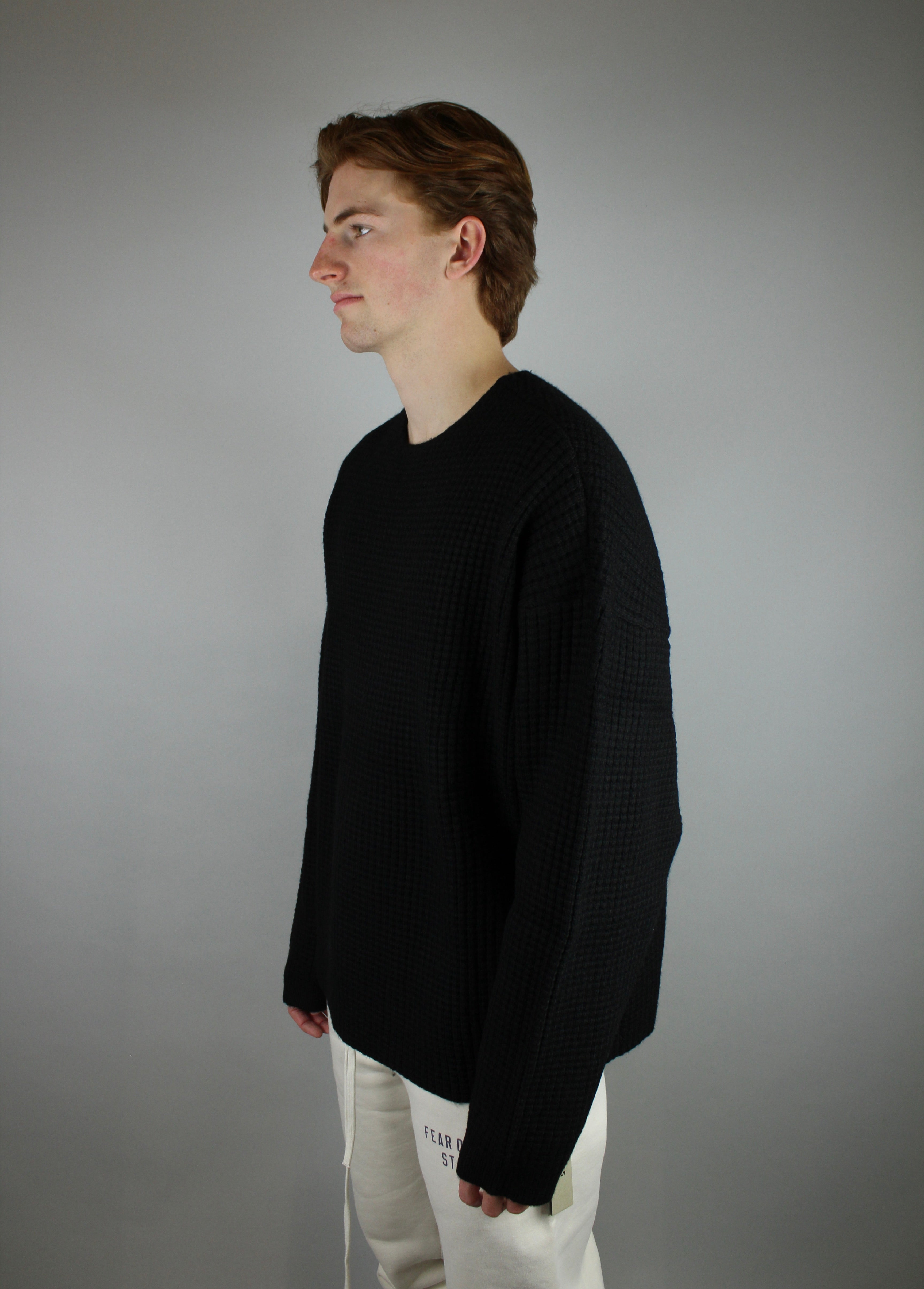 Fear of God Essentials Heavy Waffle Crewneck 'Black'-10040193319242-The Attic