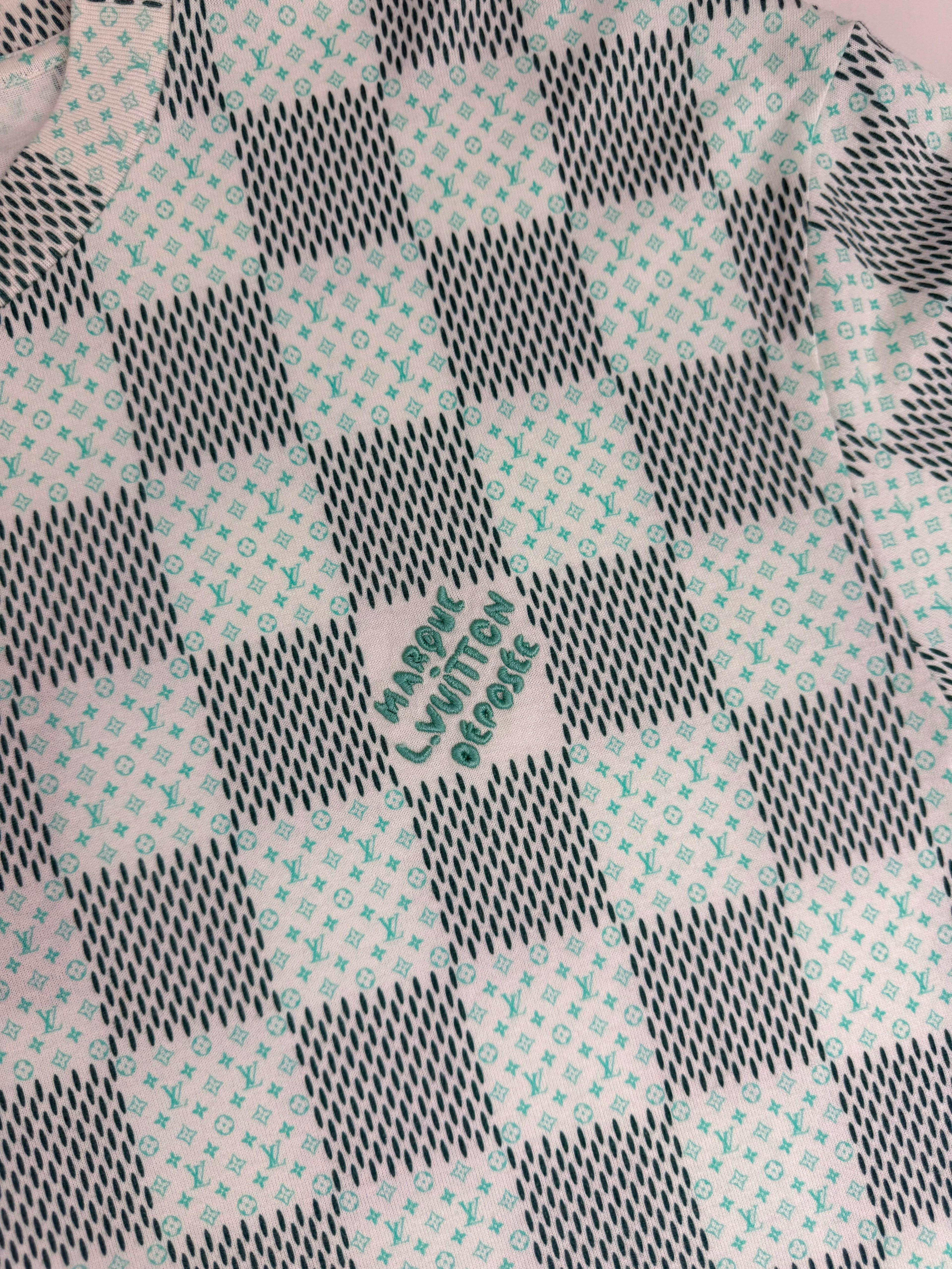 Louis Vuitton Printed Short-Sleeved Cotton Damier Monogram T-Shirt 'Milky White' - Size S (ARCHIVE)
