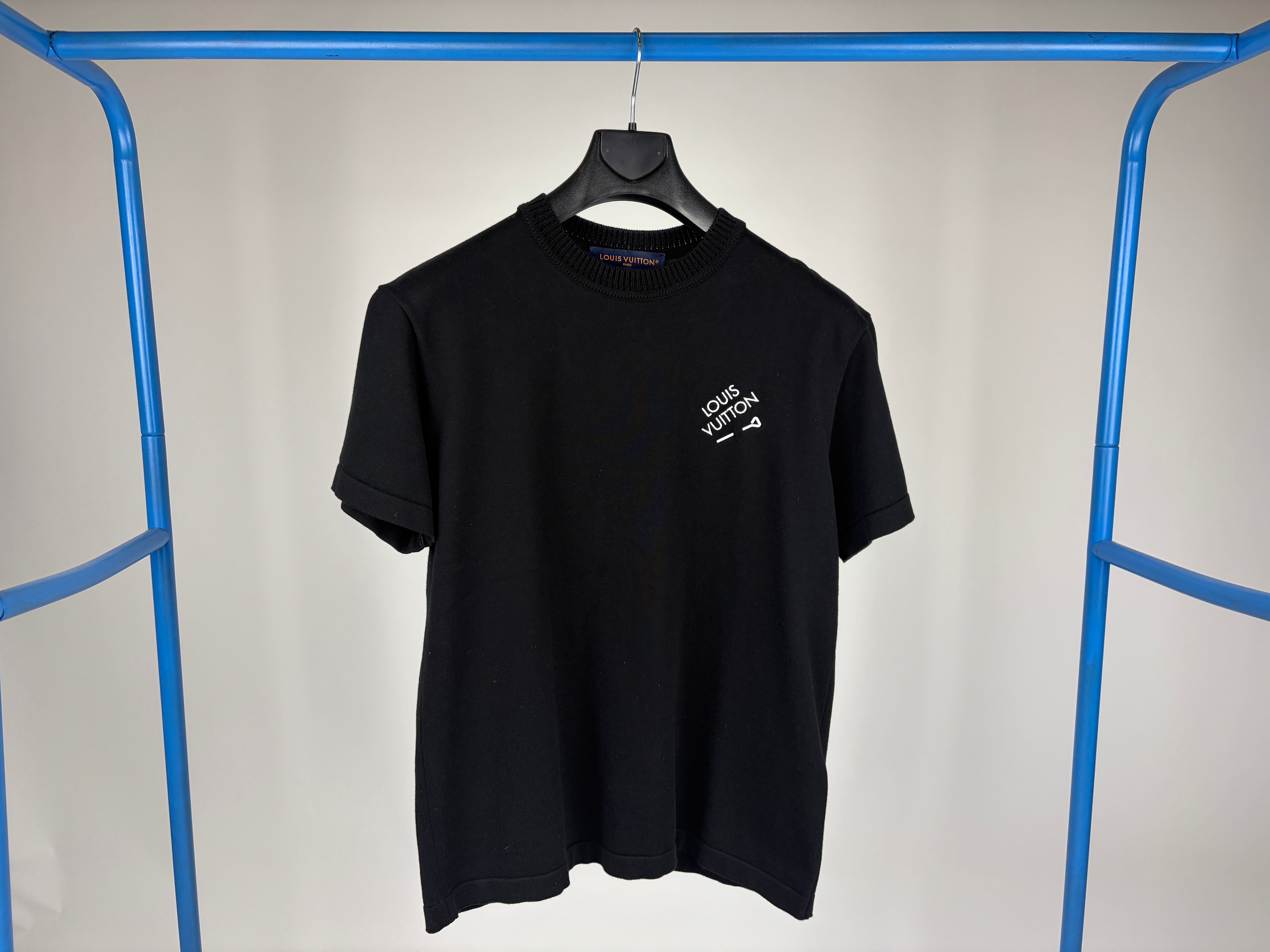 Louis Vuitton Embroidered Signature Short-Sleeved Cotton Crewneck 'Black' - Size S (ARCHIVE)