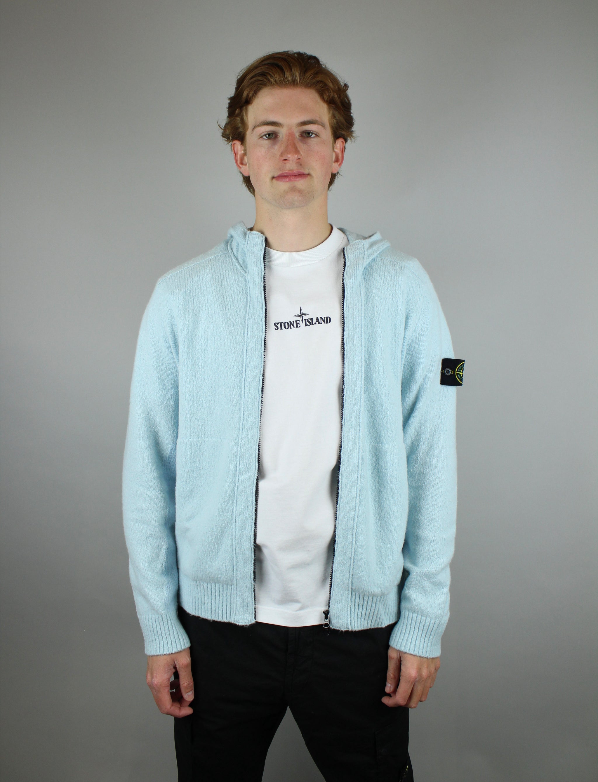 Stone Island Wool Zip Hoodie 'Baby Blue' – The Attic