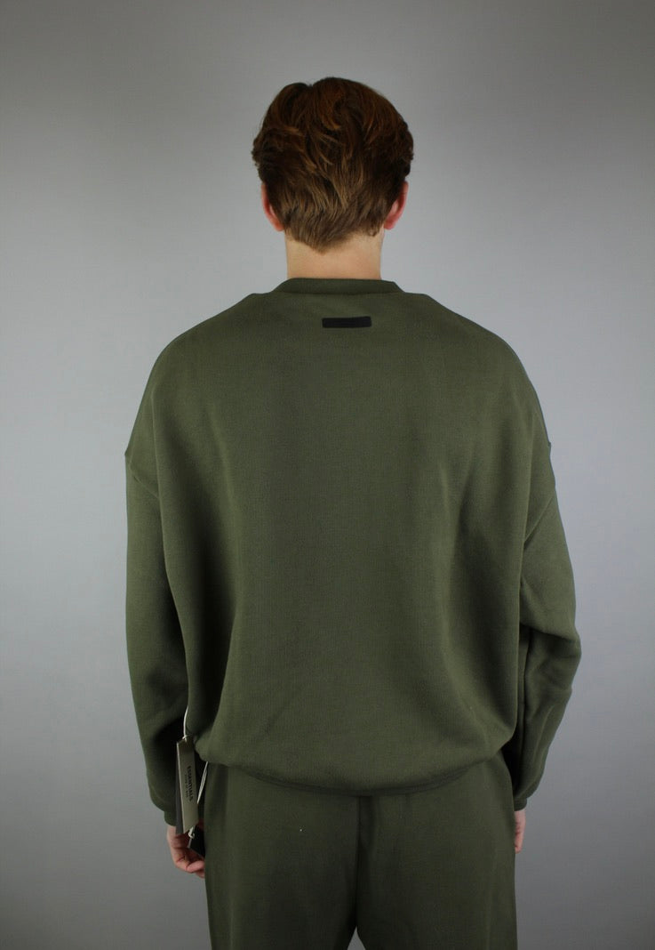 Fear of God Essentials Fleece Crewneck 'Military'-9579086250314-The Attic