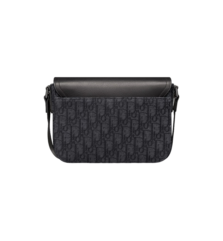 Dior Small Saddle Shoulder Bag in black Oblique jacquard and grained calf leather with flap closure and adjustable shoulder strap, luxury designer accessory