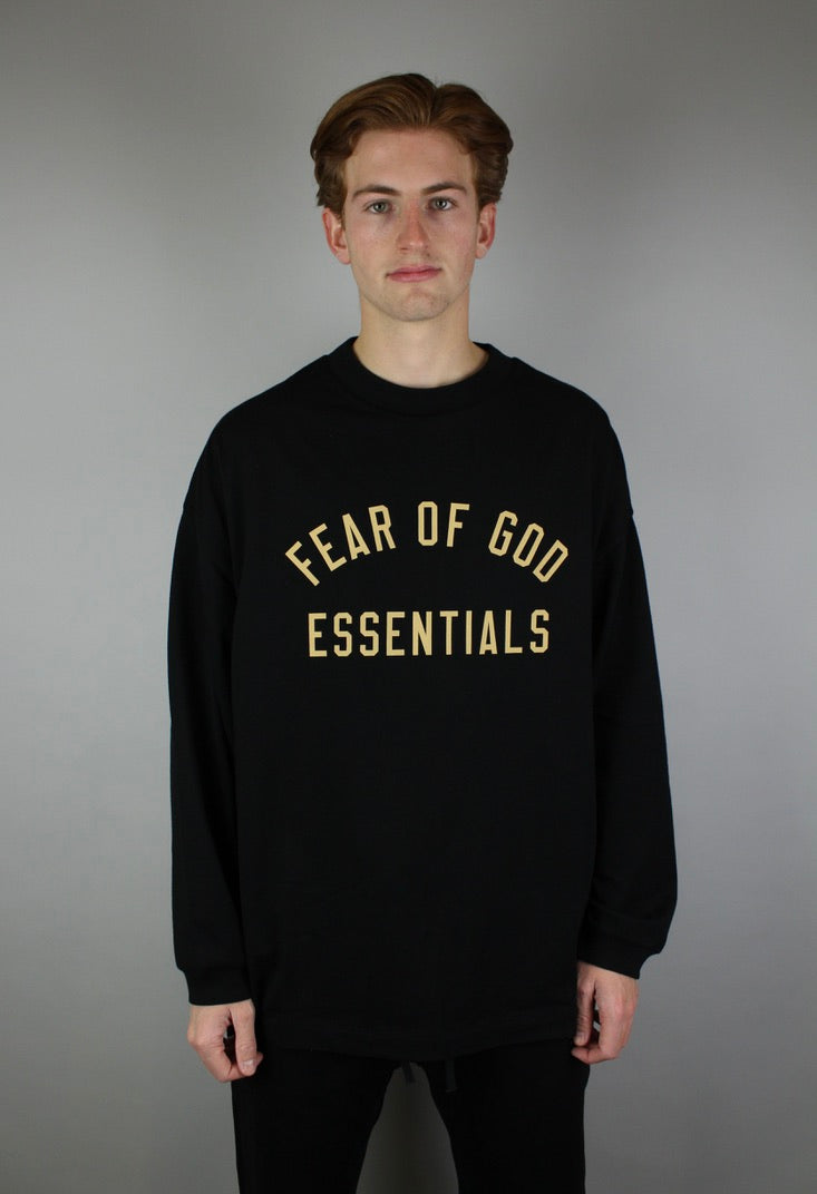 Fear of God Essentials Jersey Longsleeve Tee 'Black'-9579037589834-The Attic