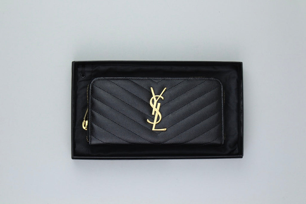 Saint Laurent Cassandre Matelassé Wallet 'Black' (ARCHIVE)-9561626935626-The Attic