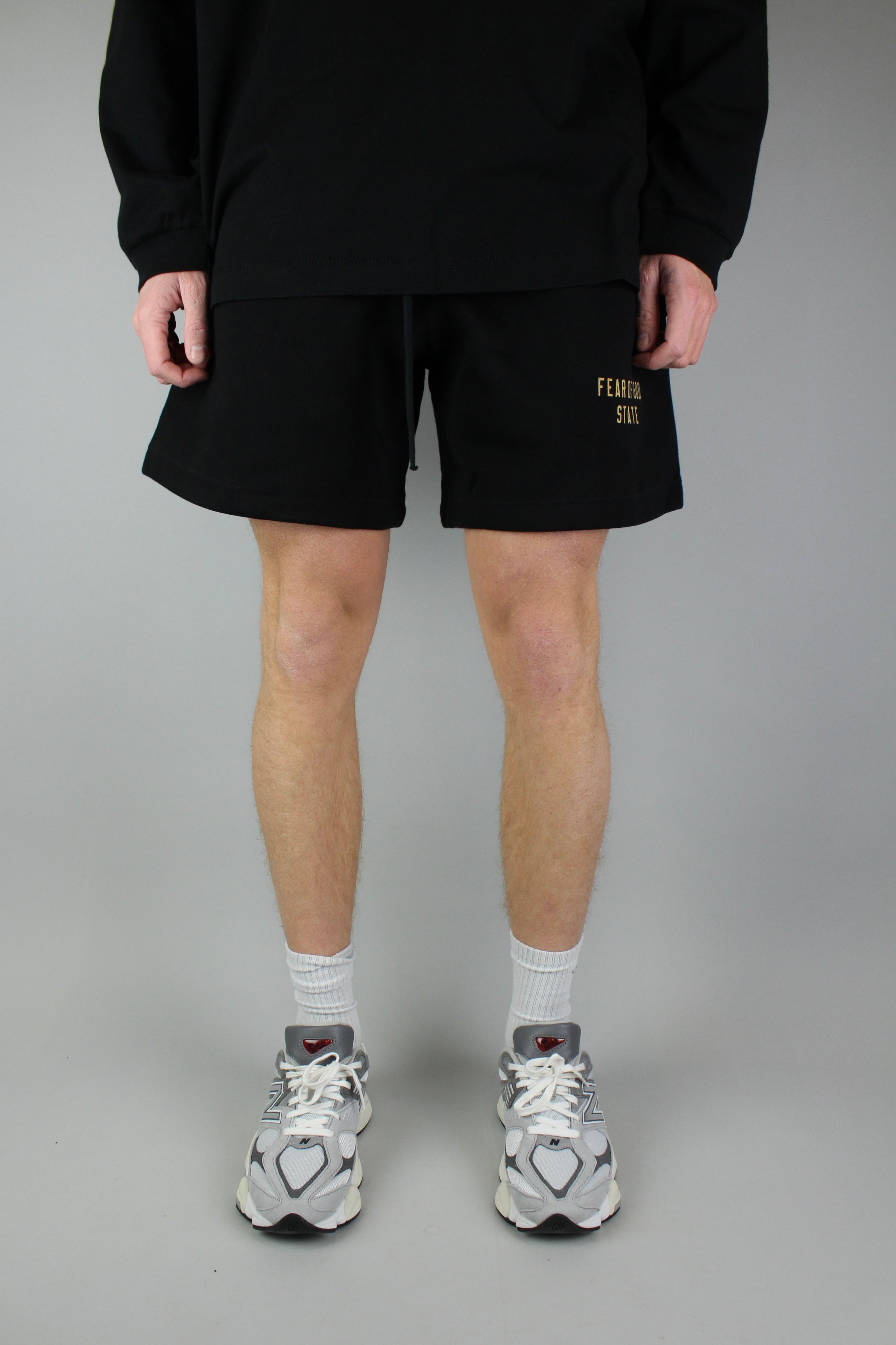 Fear of God Essentials Fleece Soccer Short 'Black'-9579068031306-The Attic