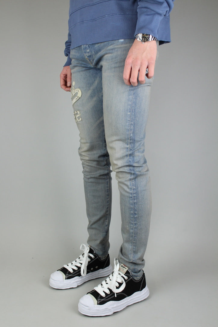 Amiri Varsity Applique Logo Jeans 'Clay Indigo'-9644377702730-The Attic