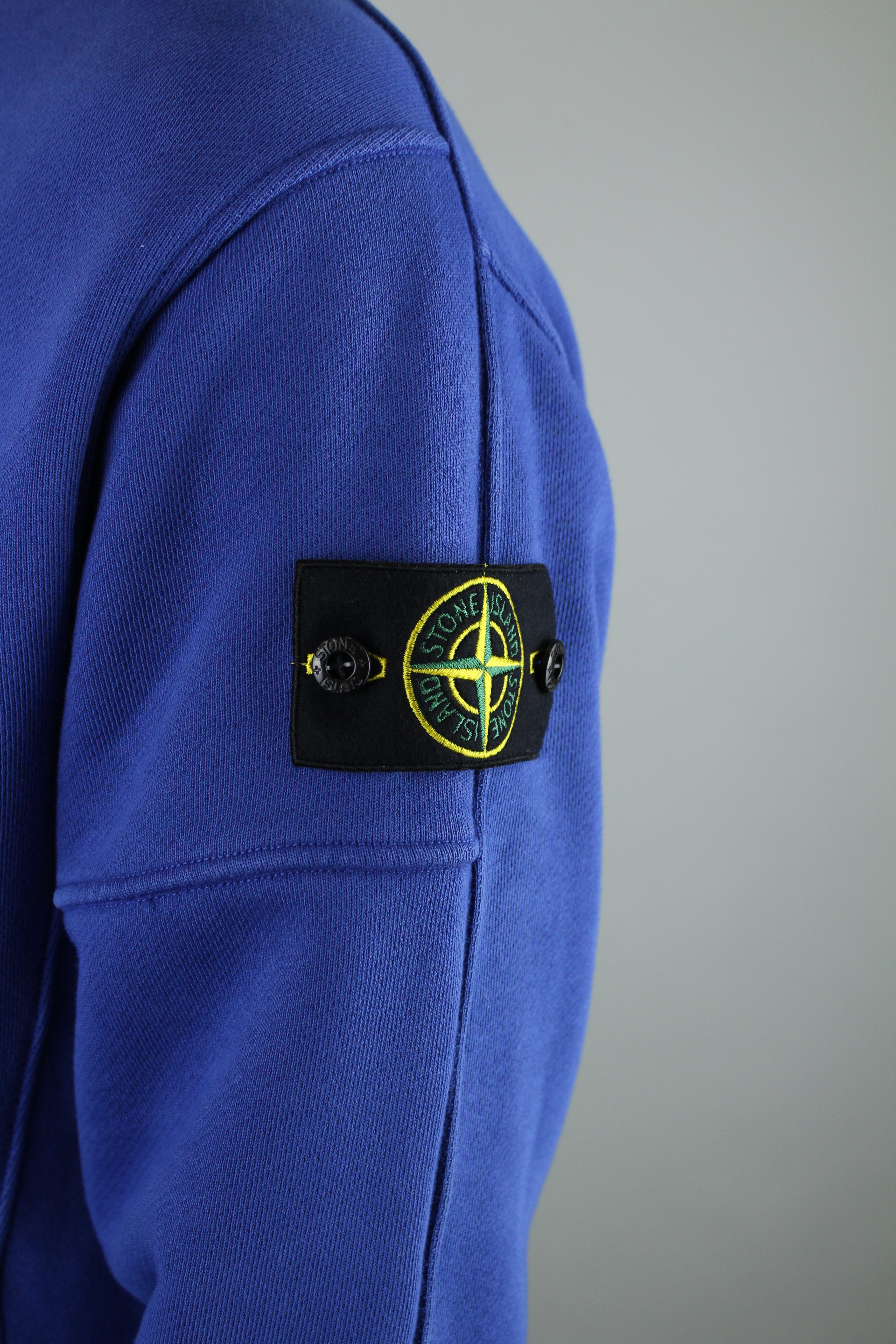 Stone Island Felpa Fleece Crewneck Old Effect 'Bright Blue'-10028217631050-The Attic