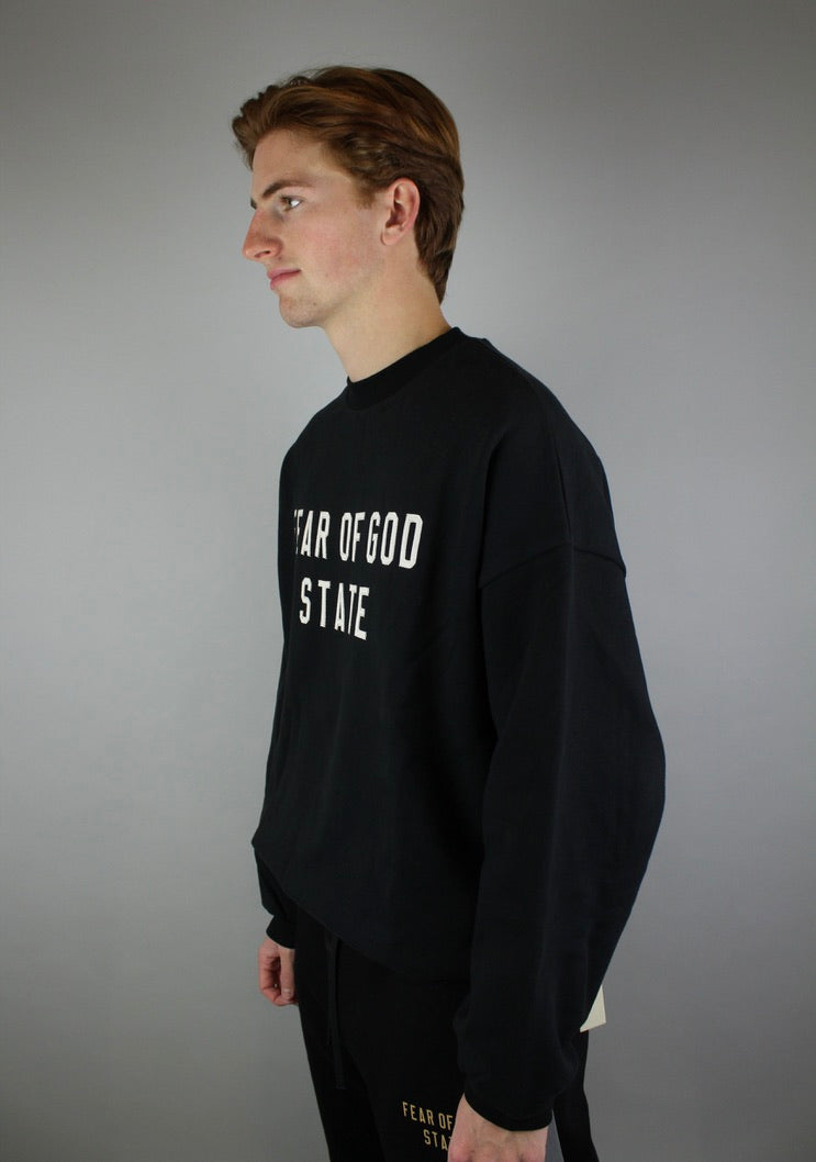 Fear of God Essentials Heavy Fleece Crewneck 'Black'-9579043782986-The Attic