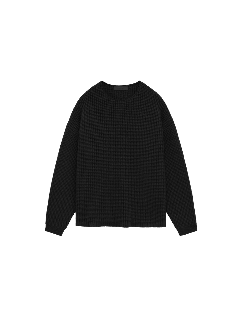 Fear of God Essentials Heavy Waffle Crewneck 'Black'-10040193319242-The Attic