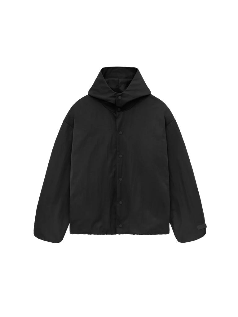 Fear of God Essentials Textured Nylon Hooded Coaches Jacket 'Black'-10040113070410-The Attic