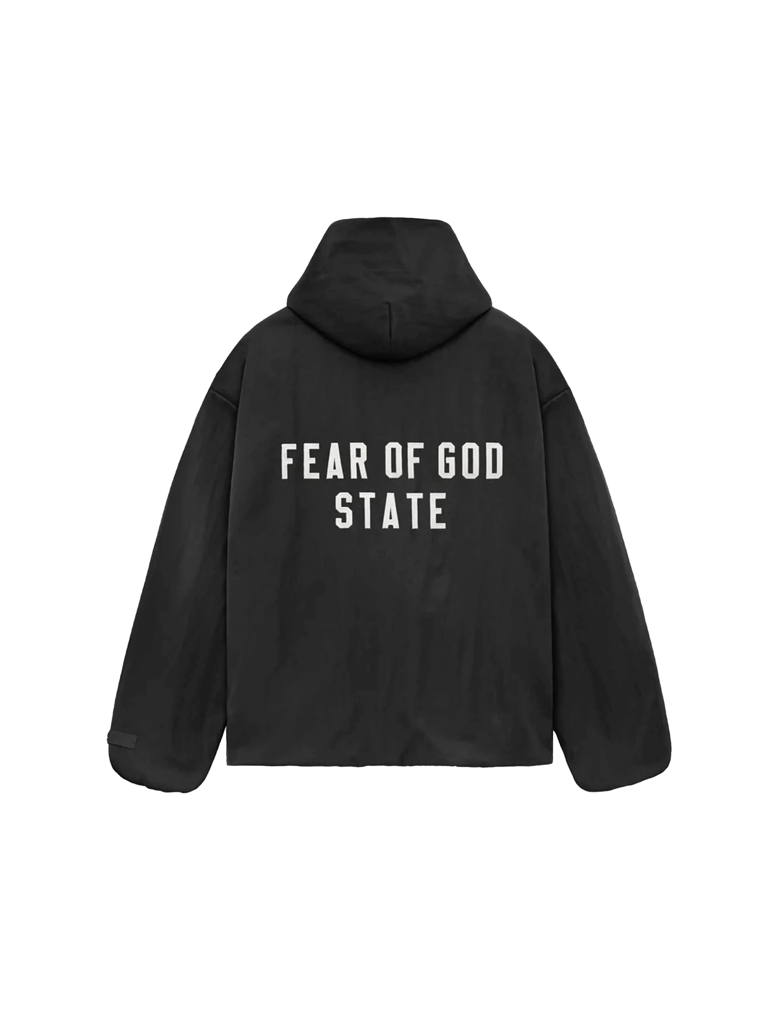Fear of God Essentials Textured Nylon Hooded Coaches Jacket 'Black'-10040113070410-The Attic
