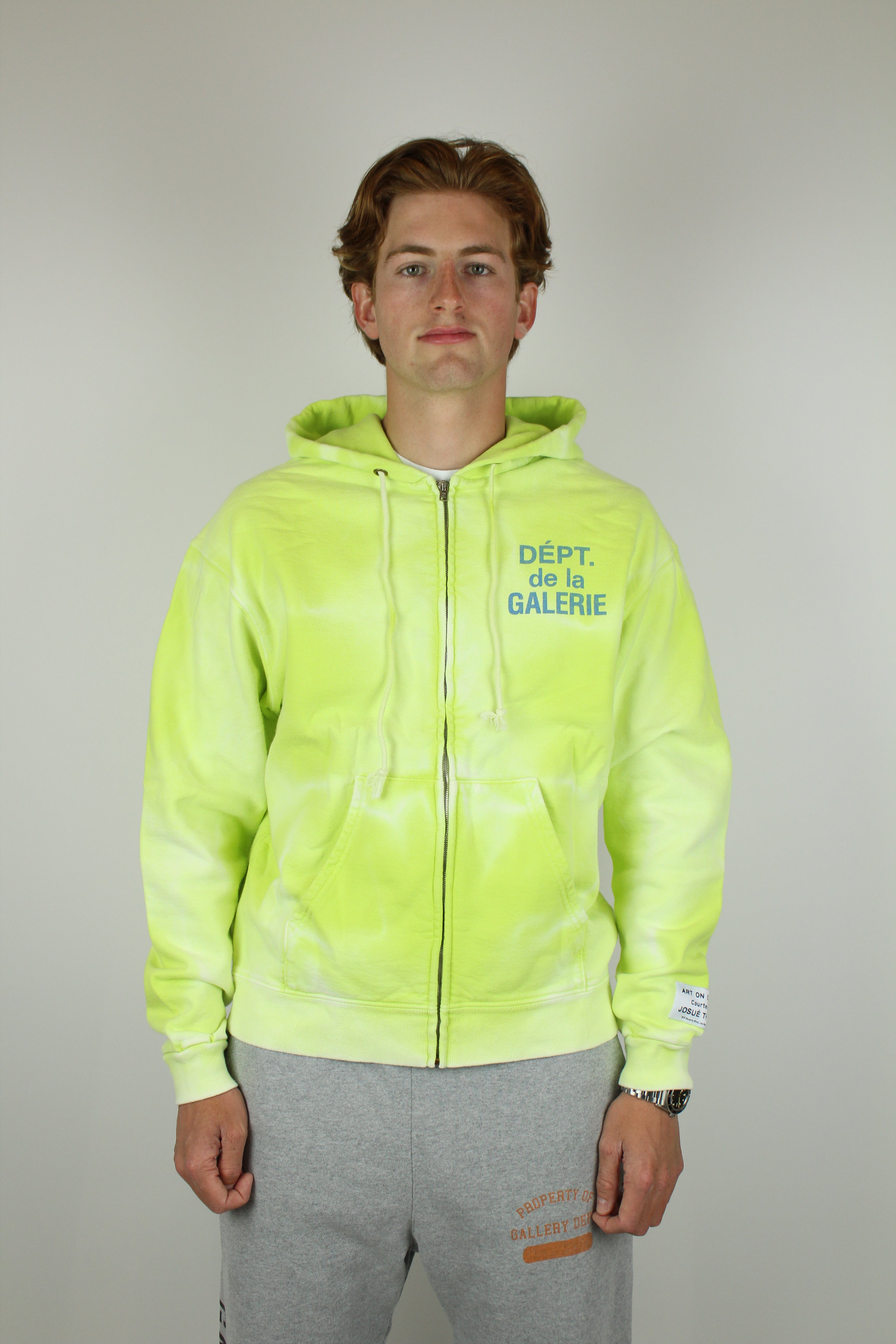 Gallery Dept. Zip Up Hoodie 'Lime'-8743712915786-The Attic