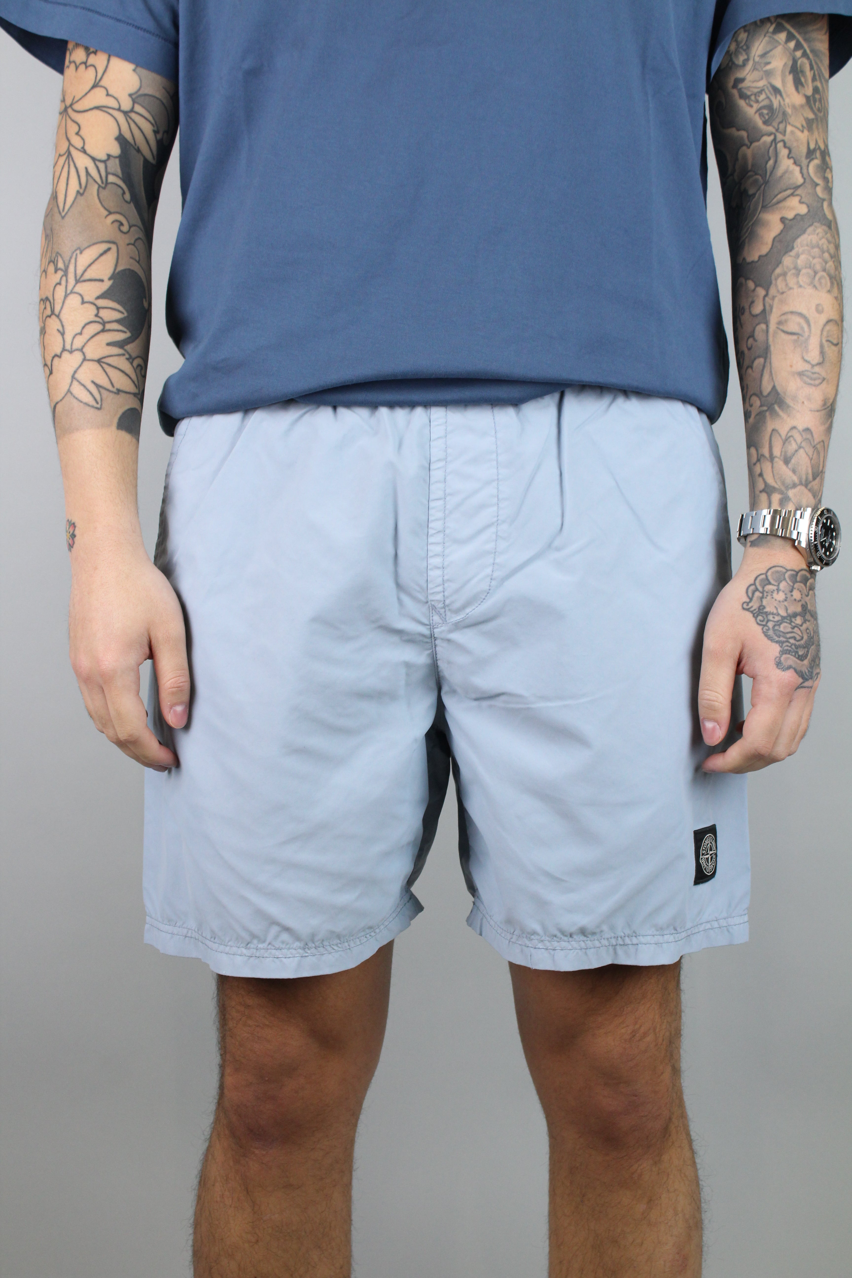 Stone Island Compass Logo Swim Shorts 'Sky Blue'-8747822448970-The Attic