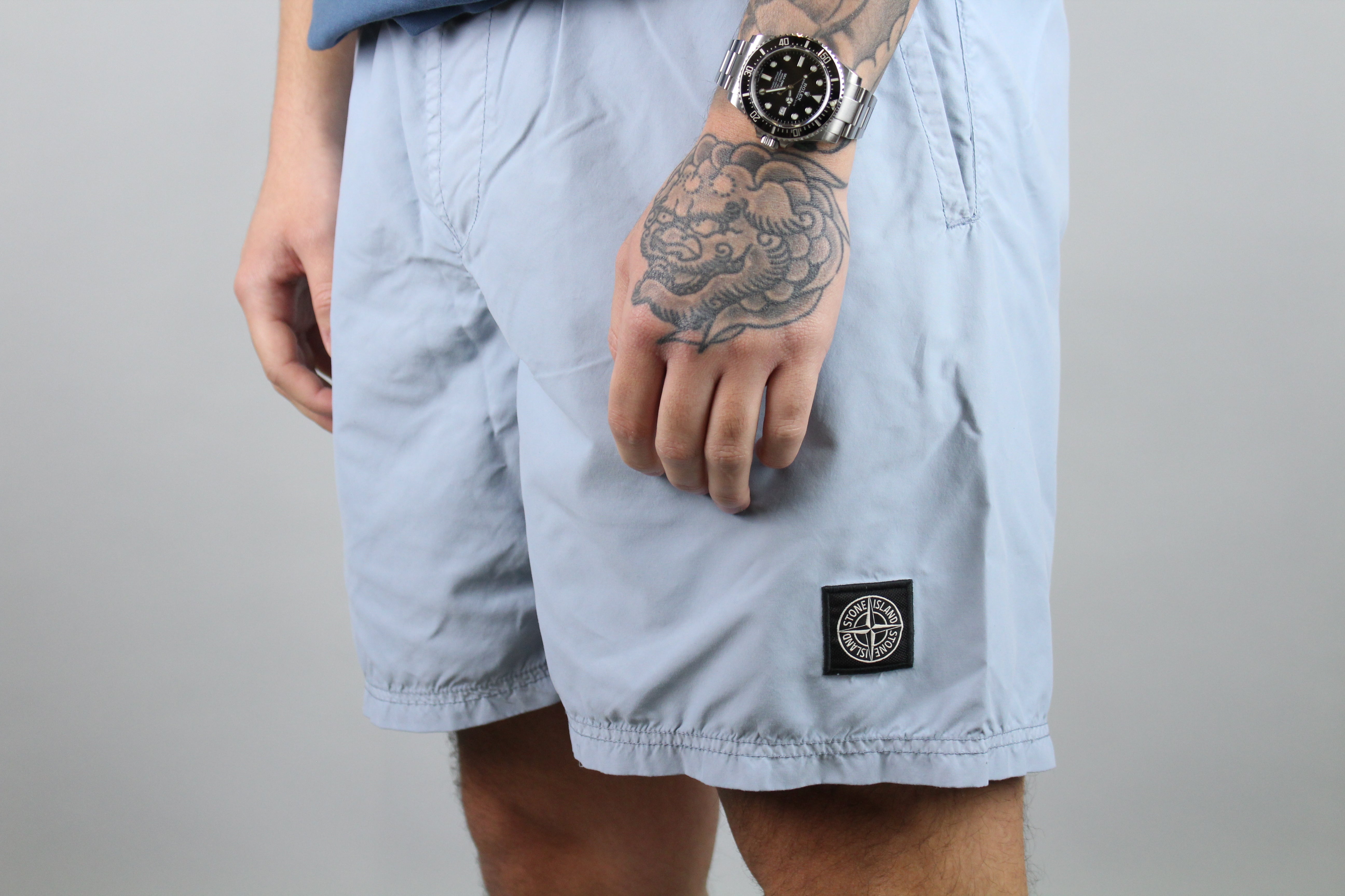 Stone Island Compass Logo Swim Shorts 'Sky Blue'-8747822448970-The Attic