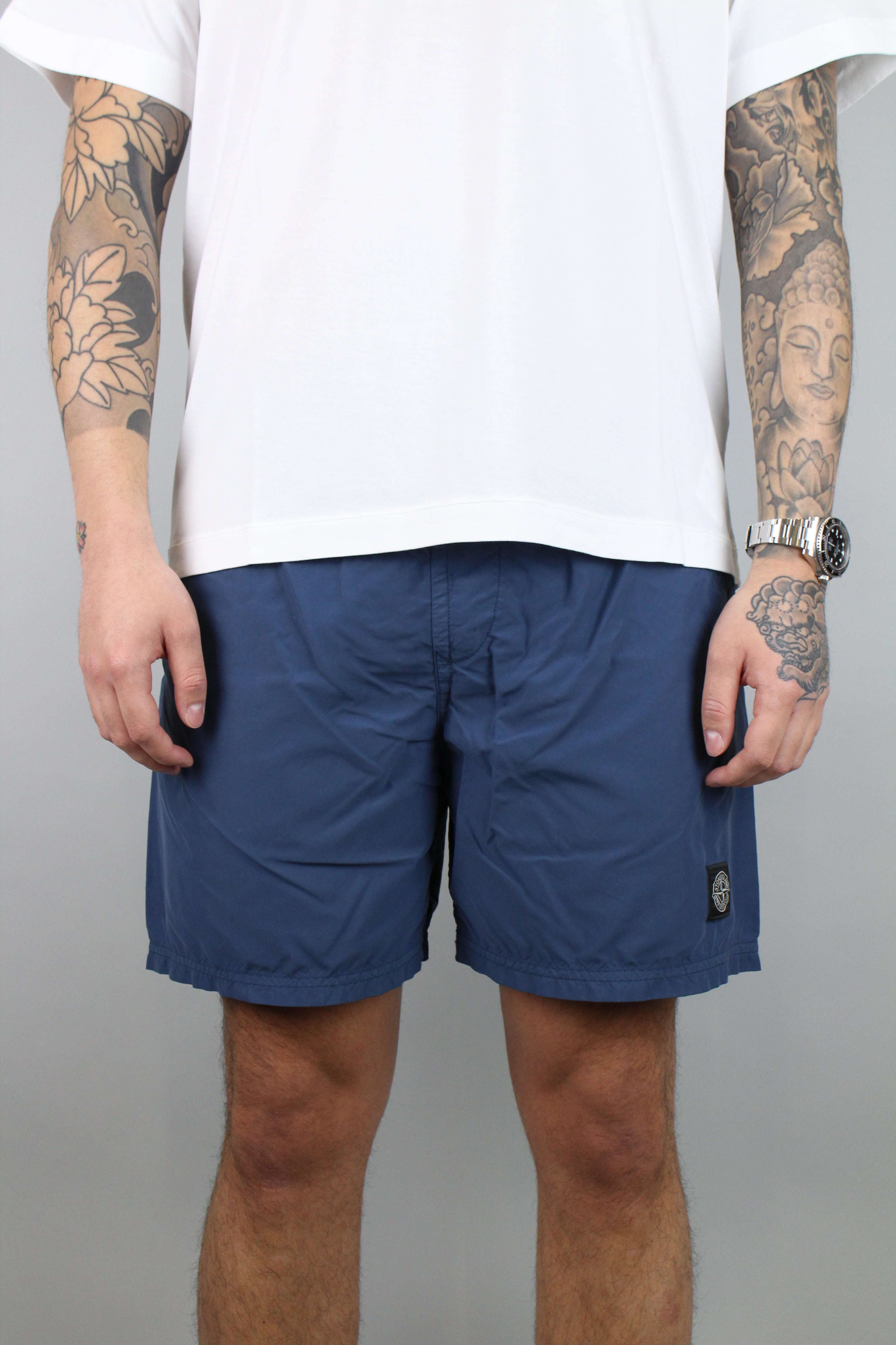 Stone Island Compass Logo Swim Shorts 'Navy Blue'-8747819106634-The Attic