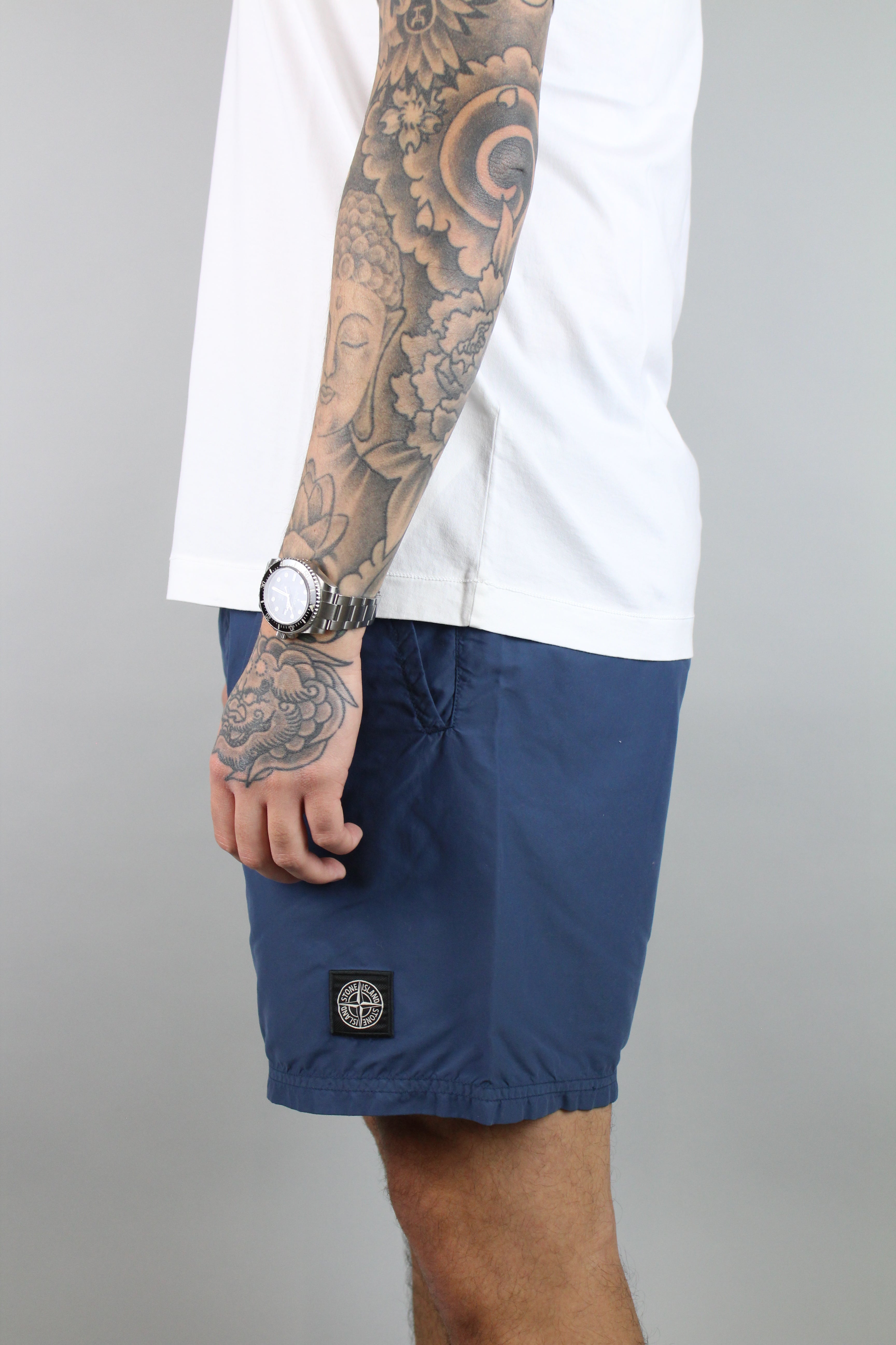 Stone Island Compass Logo Swim Shorts 'Navy Blue'-8747819106634-The Attic
