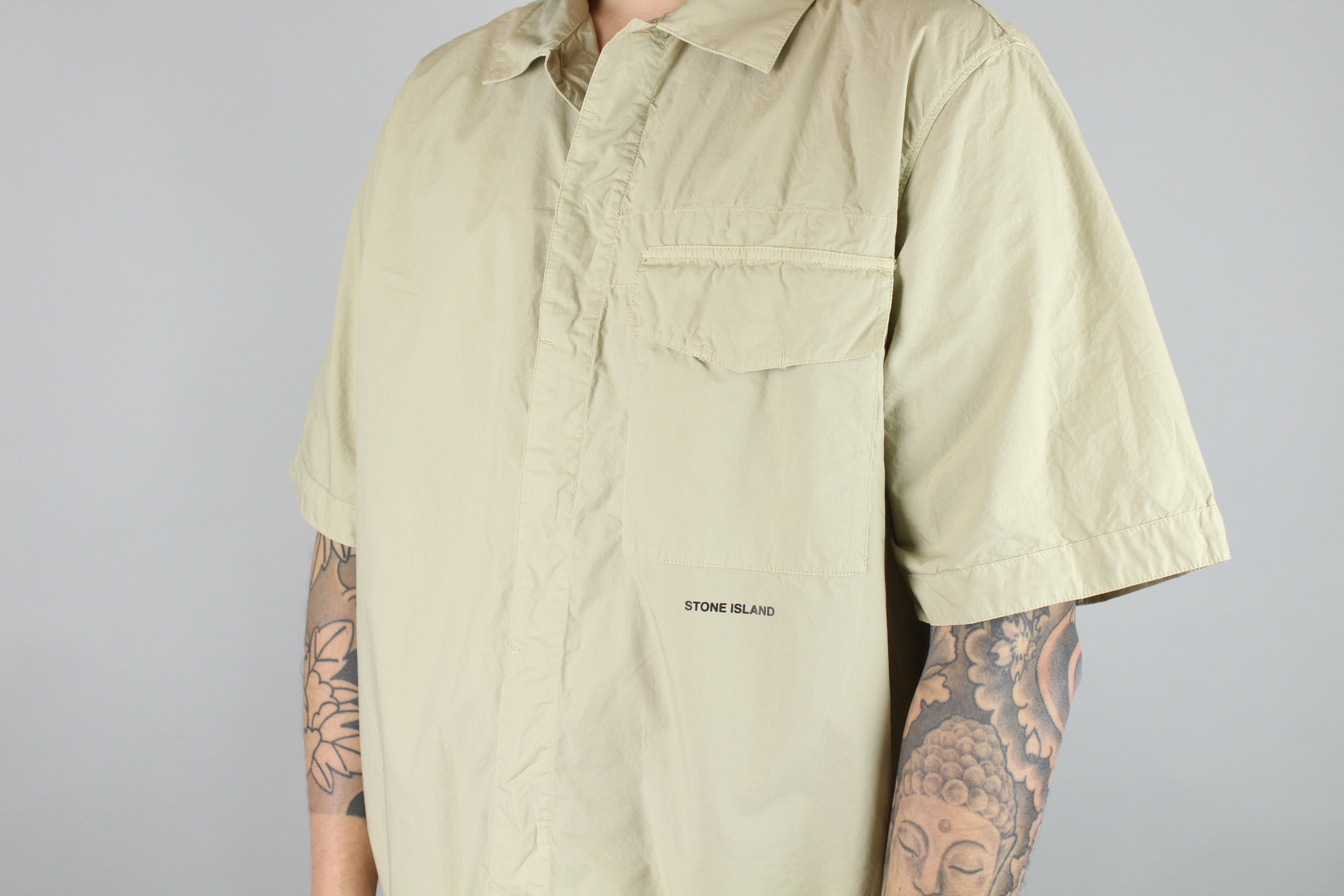 Stone Island Detailed Overshirt 'Sand'-8747809833290-The Attic