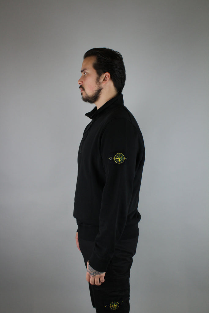 Stone Island Felpa Quarter Zip 'Black'-8748018696522-The Attic