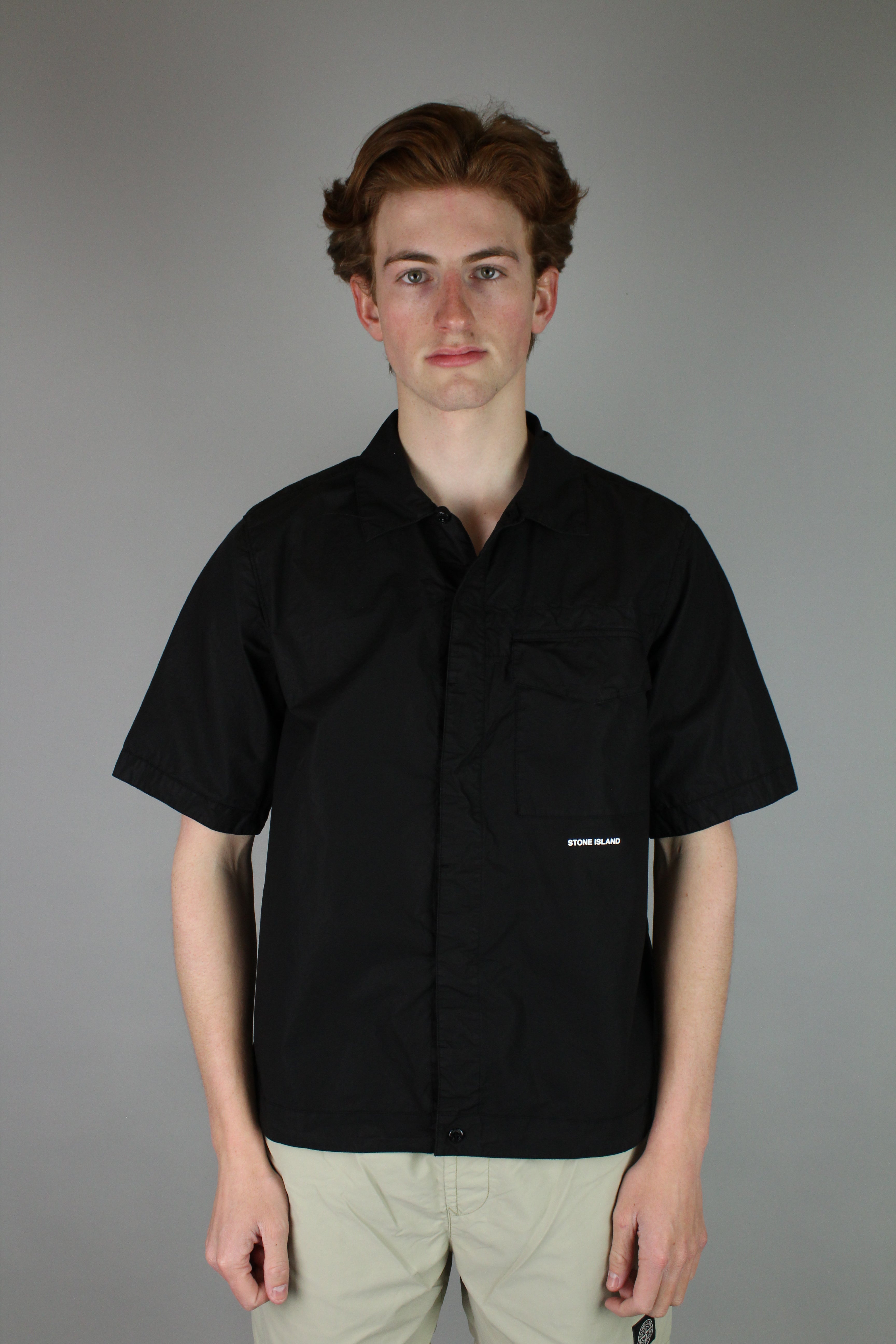 Stone Island Detailed Overshirt 'Black'-8747813339466-The Attic