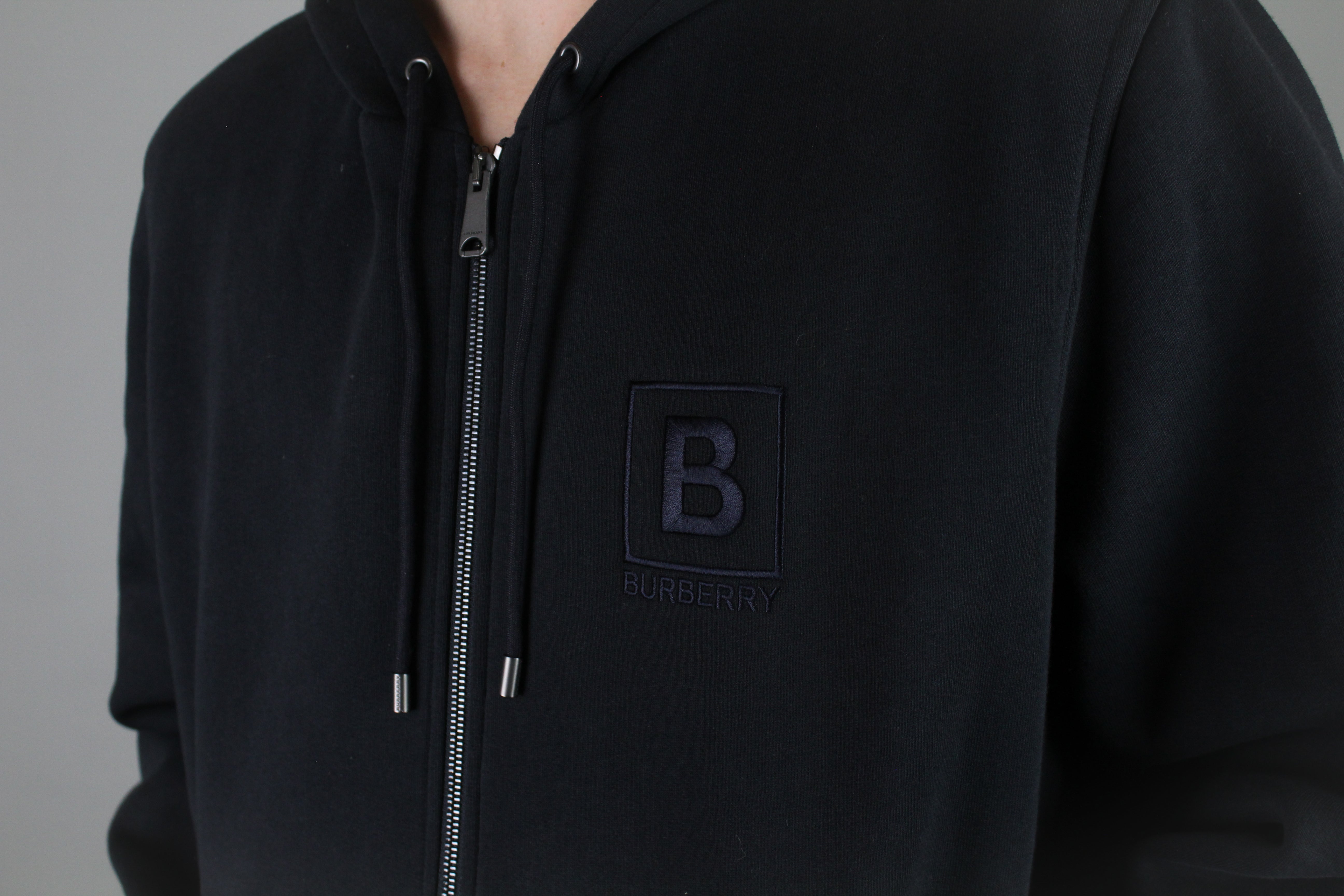 Burberry Letter Graphic Cotton Blend Zip Hoodie Navy - Size XXL (ARCHIVE)-8771983671626-The Attic