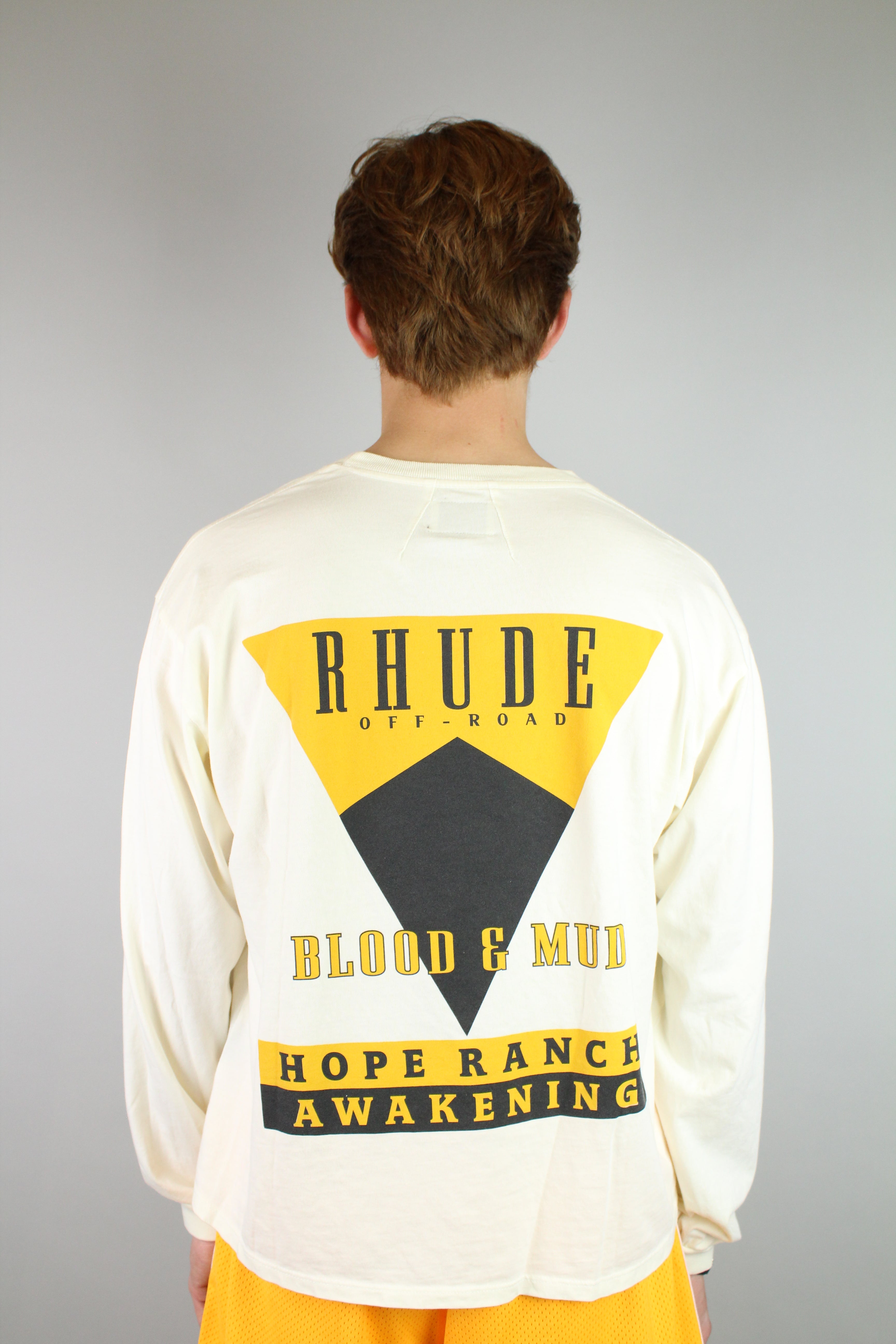Rhude Blood And Mud Long Sleeve Tee 'White'-9348775182666-The Attic